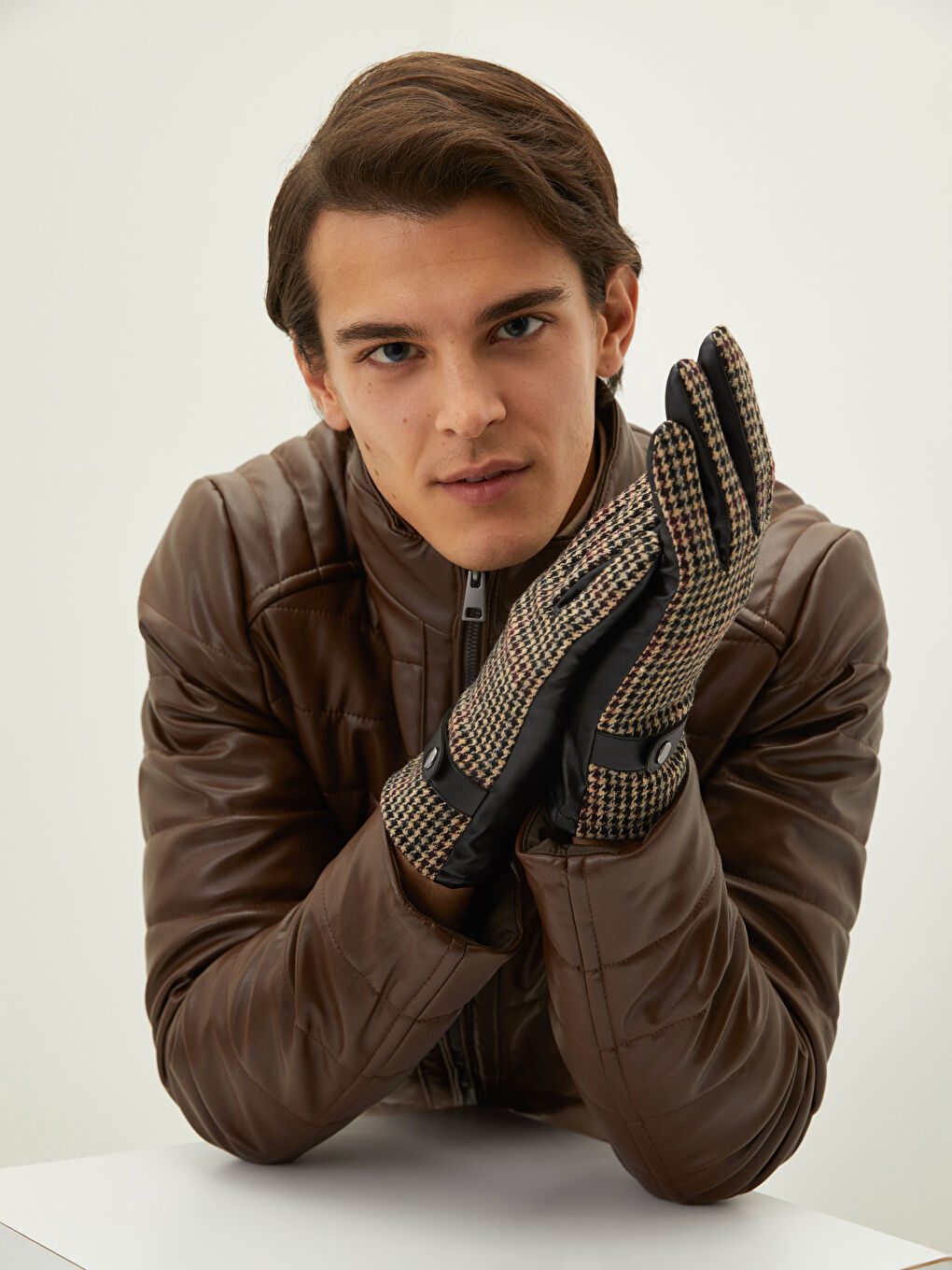 LCW ACCESSORIES Leather Detailed Touch Feature Men's Cachet Gloves -W17002Z8-HEG
