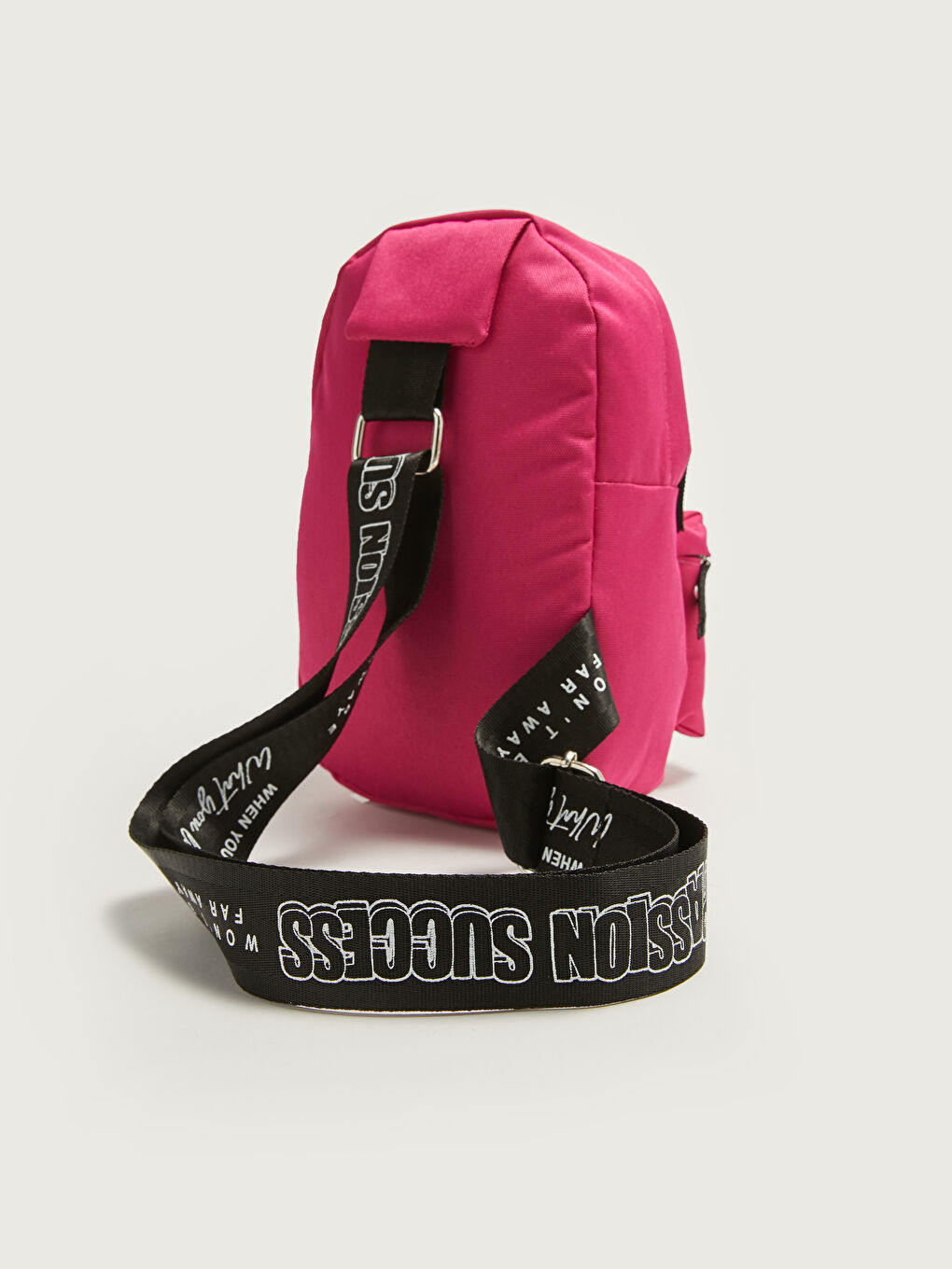 Fuşya Slogan Baskılı Askı Detaylı Kadın Sırt ve Vücut Çantası-3