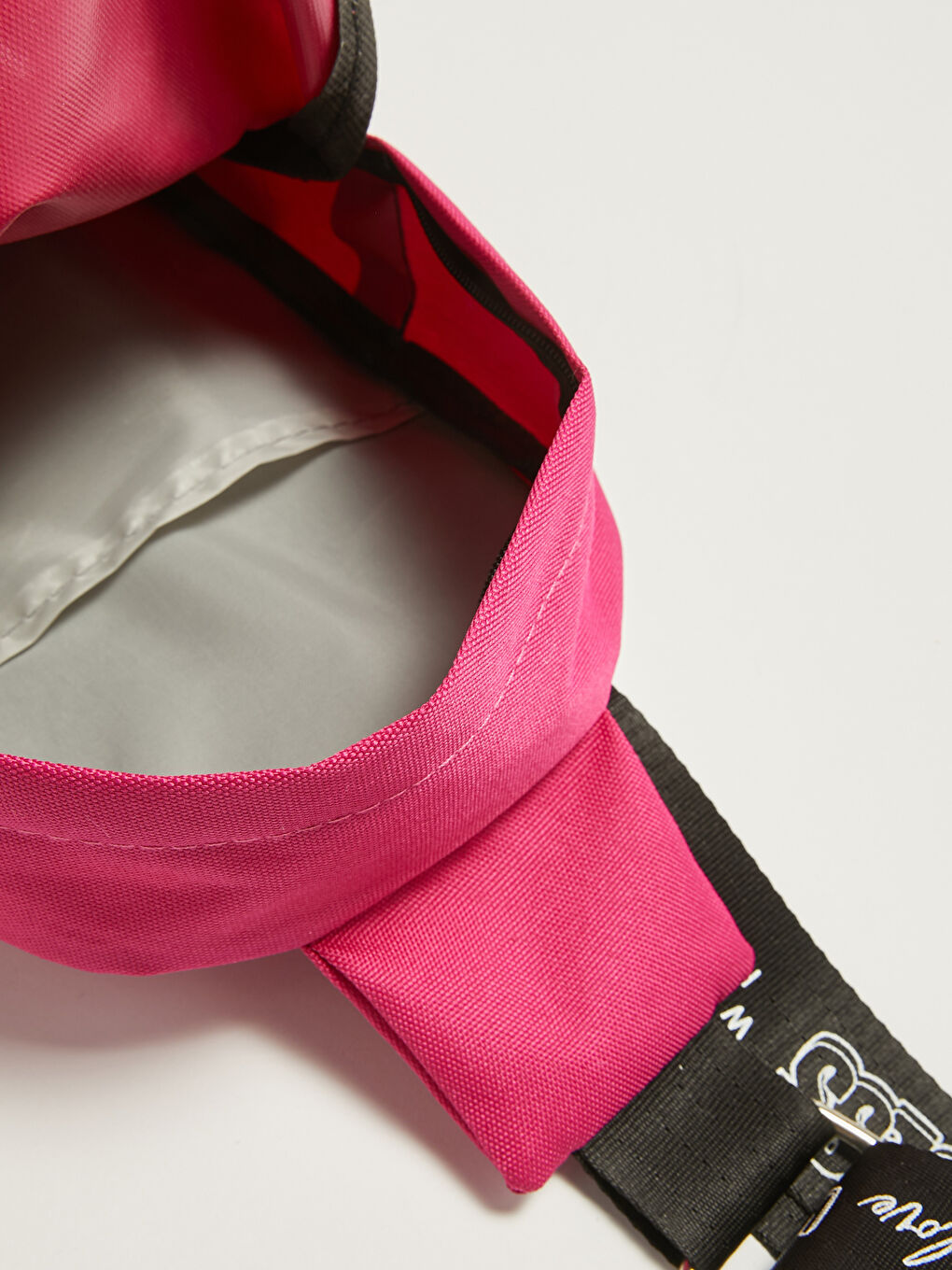 Fuşya Slogan Baskılı Askı Detaylı Kadın Sırt ve Vücut Çantası-4