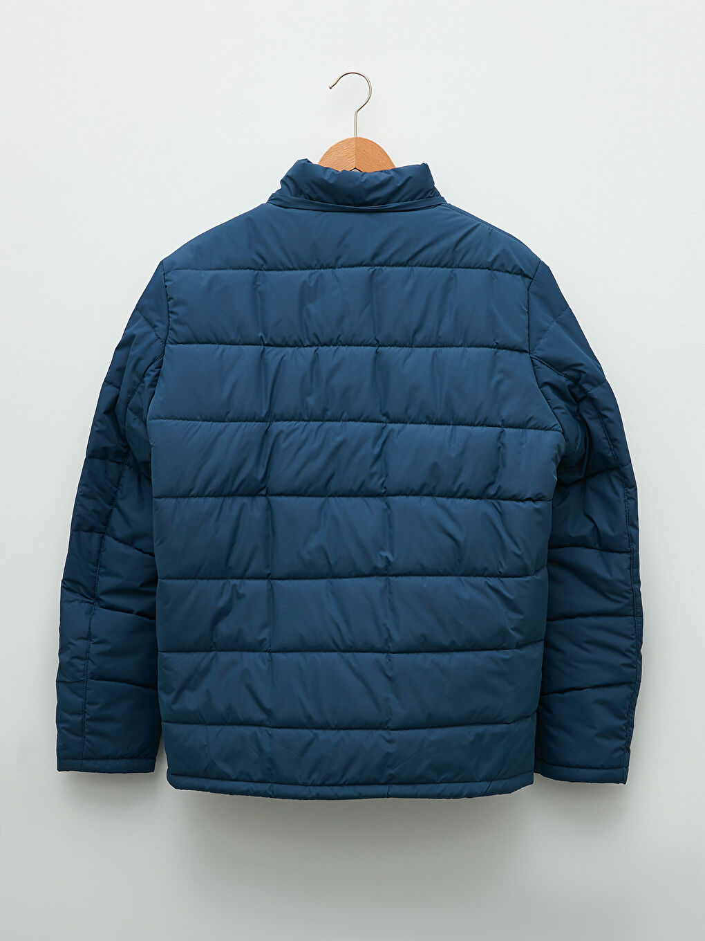 Lacivert Standart Kalıp Kapüşonlu Erkek Şişme Mont-7