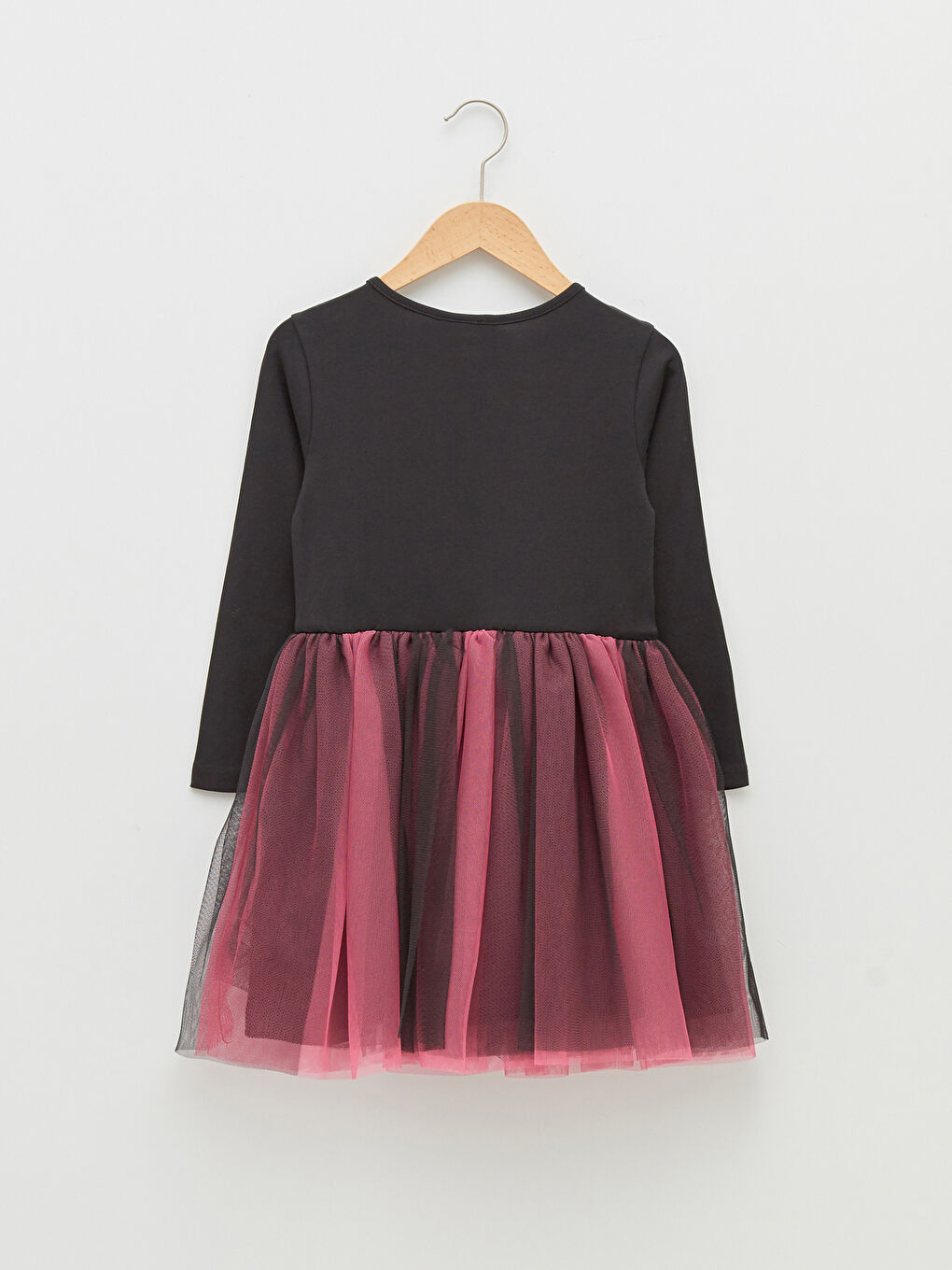Crew Neck Printed Long Sleeve Girls' Dress-1