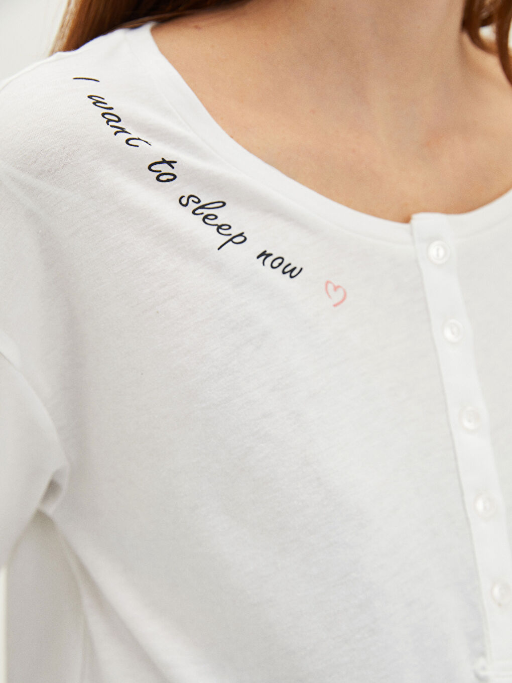 Komplet pidžame za trudnice od pamuka sa štampom, okruglim izrezom i dugim rukavima-4