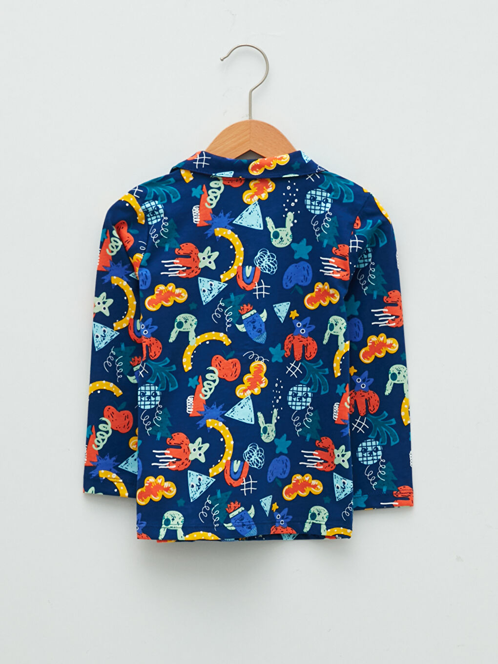 Shirt Collar Long Sleeve Printed Cotton Baby Boy Pajamas Set-3