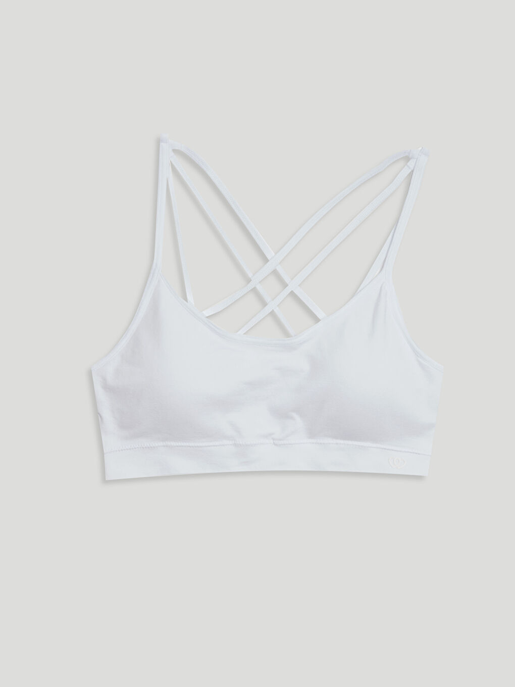 Beyaz Çapraz Askılı Düz Büstiyer