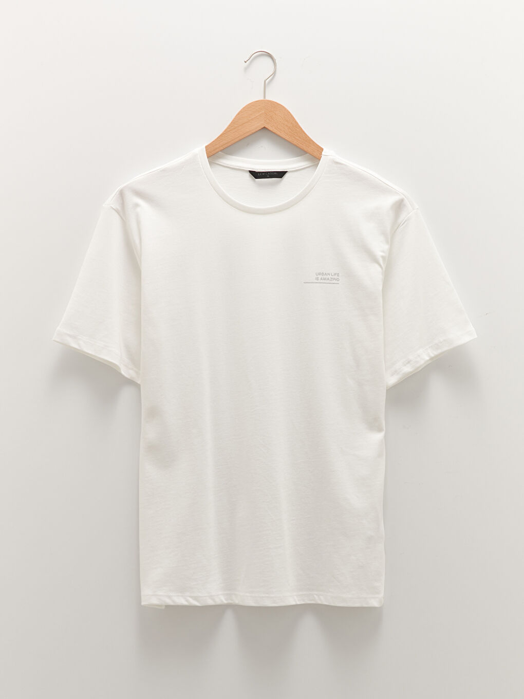 Beyaz Bisiklet Yaka Kısa Kollu Basic Penye Erkek Tişört-5