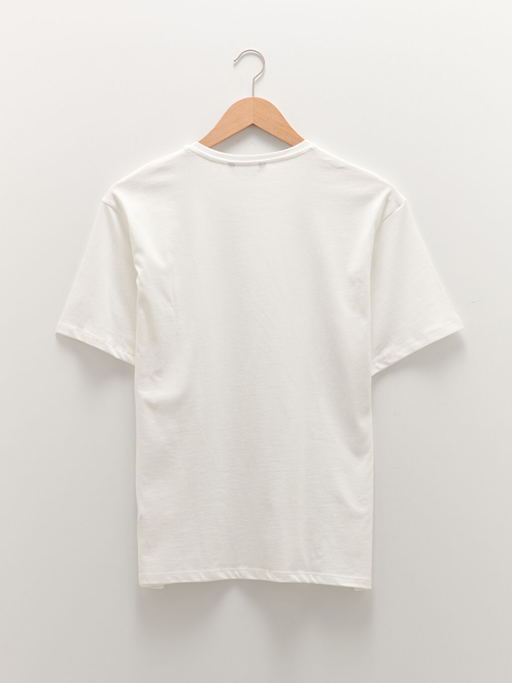 Beyaz Bisiklet Yaka Kısa Kollu Basic Penye Erkek Tişört-6