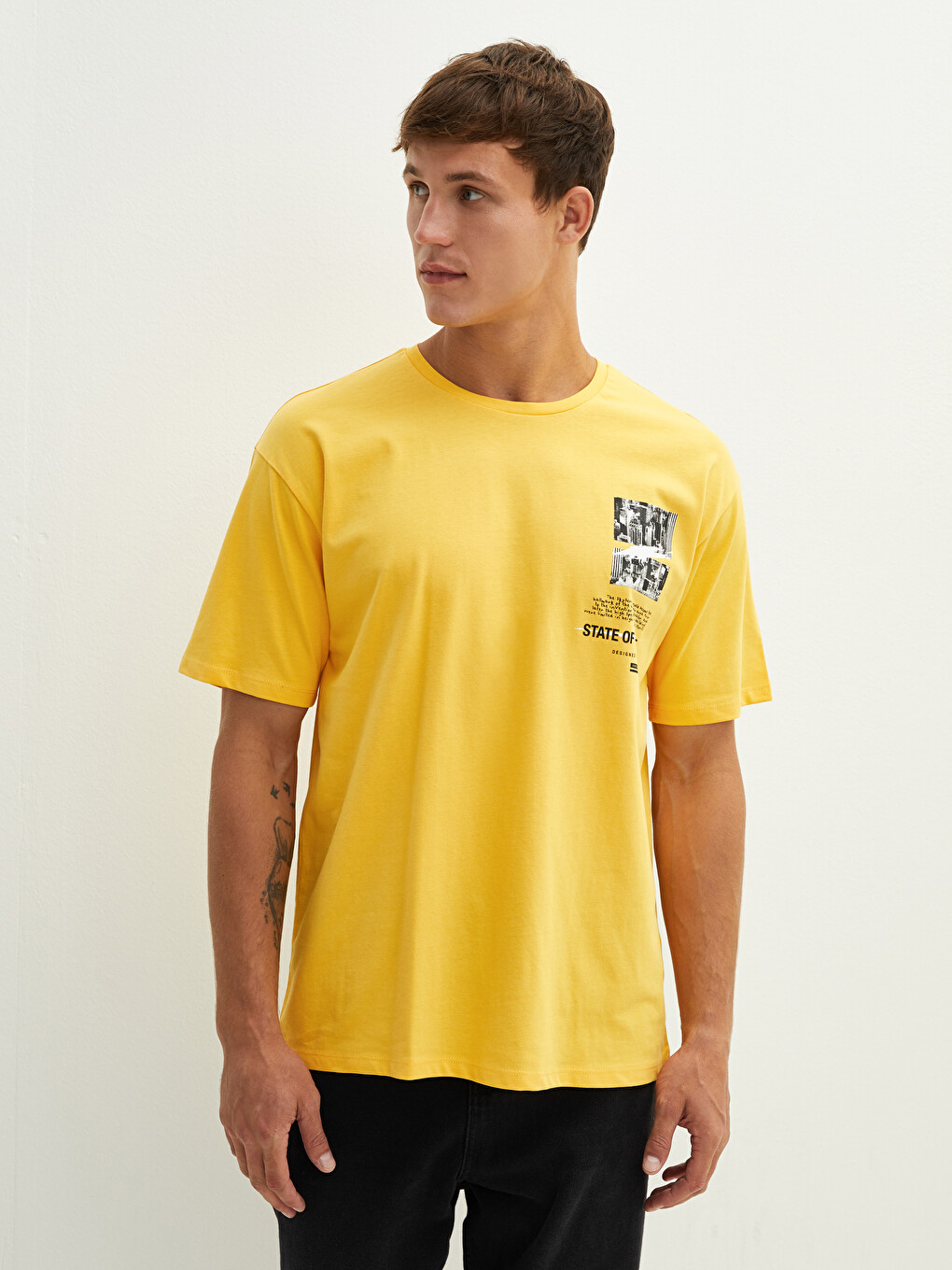 XSIDE Crew Neck Short Sleeve Printed Combed Cotton Men's T-shirt