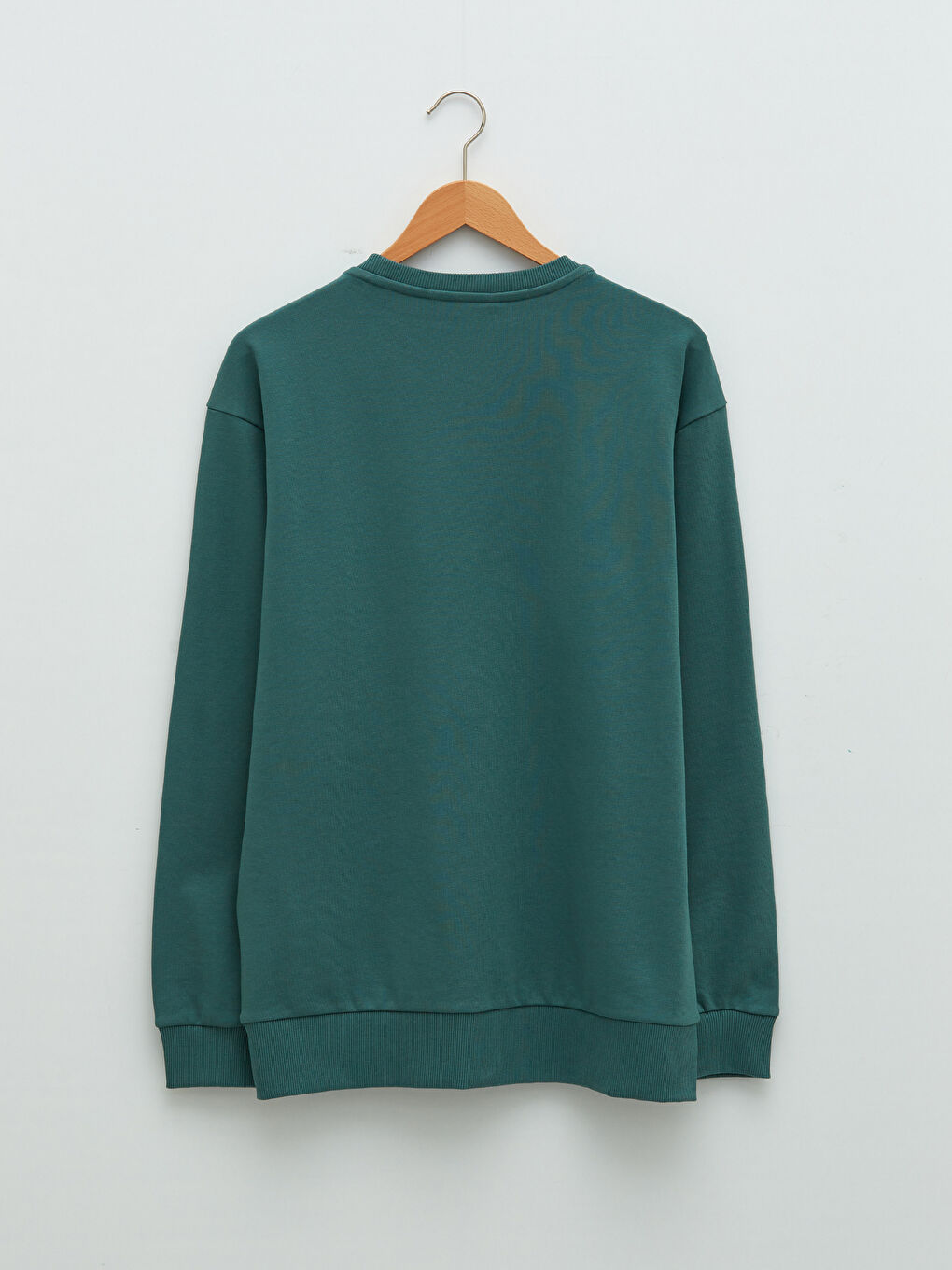 Yeşil Bisiklet Yaka Uzun Kollu Kalın Erkek Sweatshirt-6