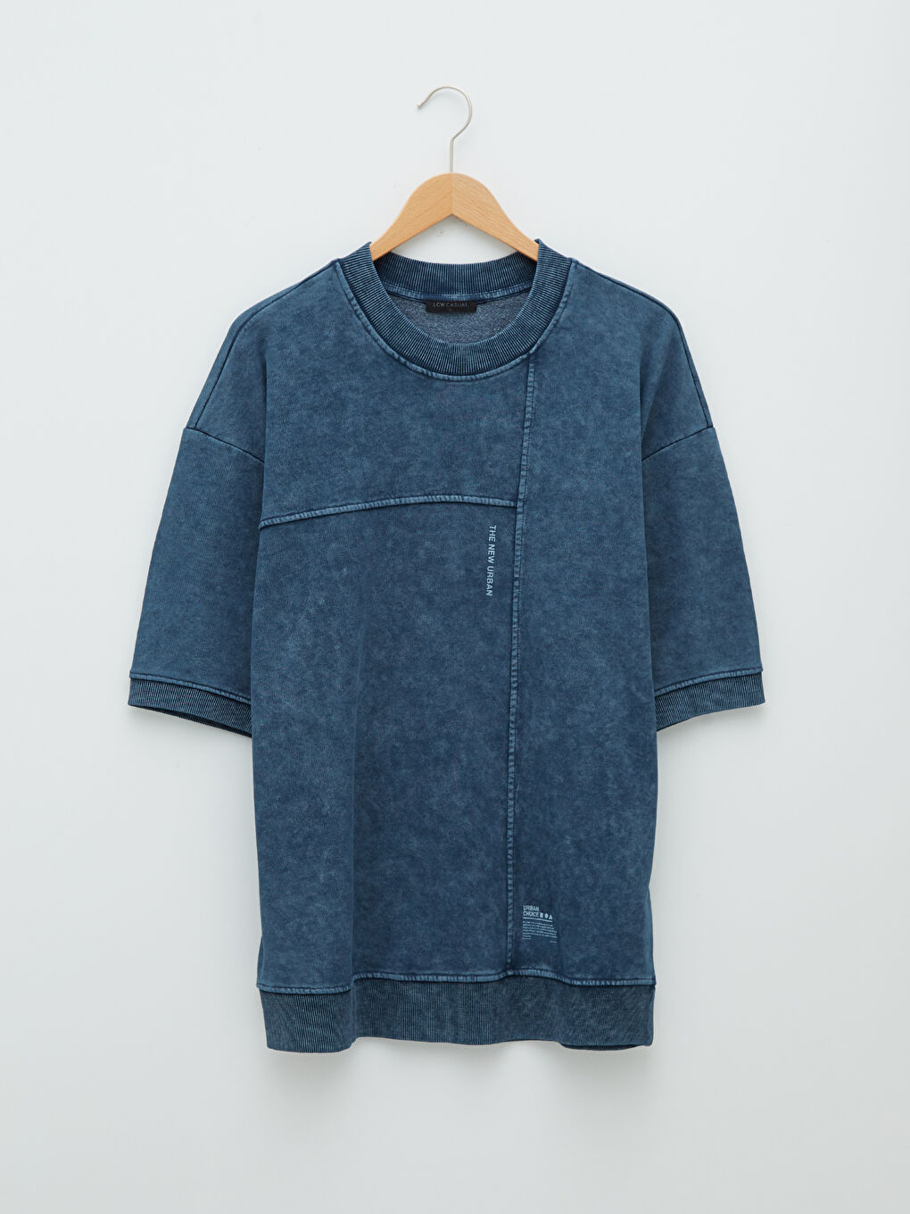 Gri Bisiklet Yaka Kısa Kollu Erkek Sweatshirt-5