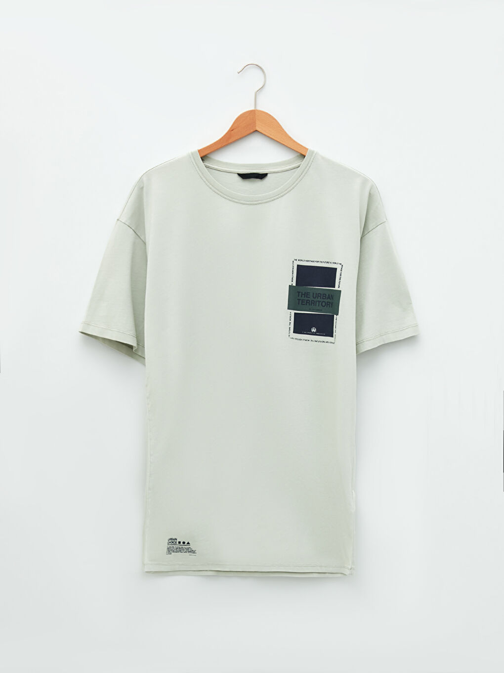 Haki Bisiklet Yaka Kısa Kollu Baskılı Penye Erkek Tişört-5