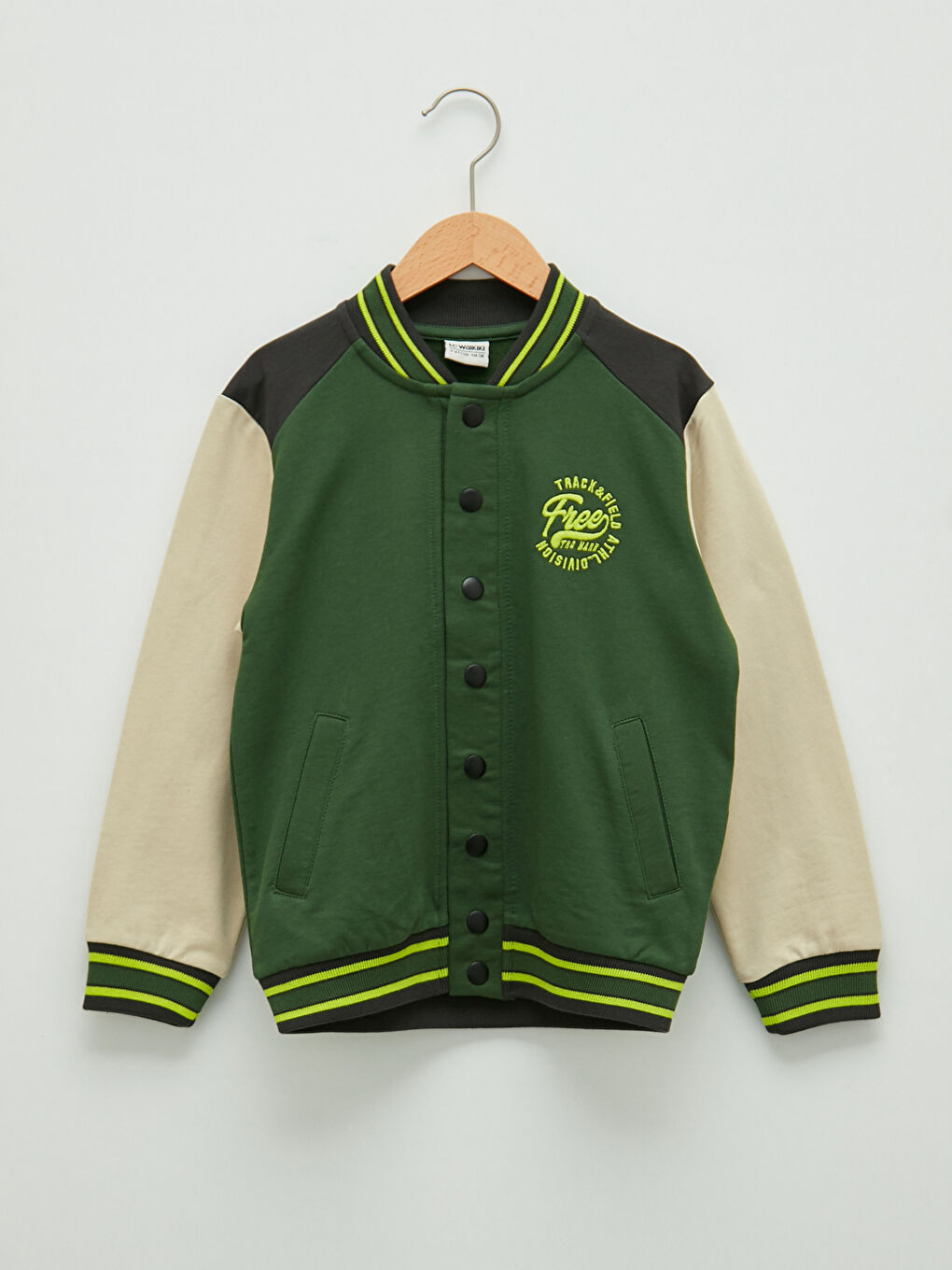 Cardigan Garçon à Manches Longues avec Col Université et Détails Brodés