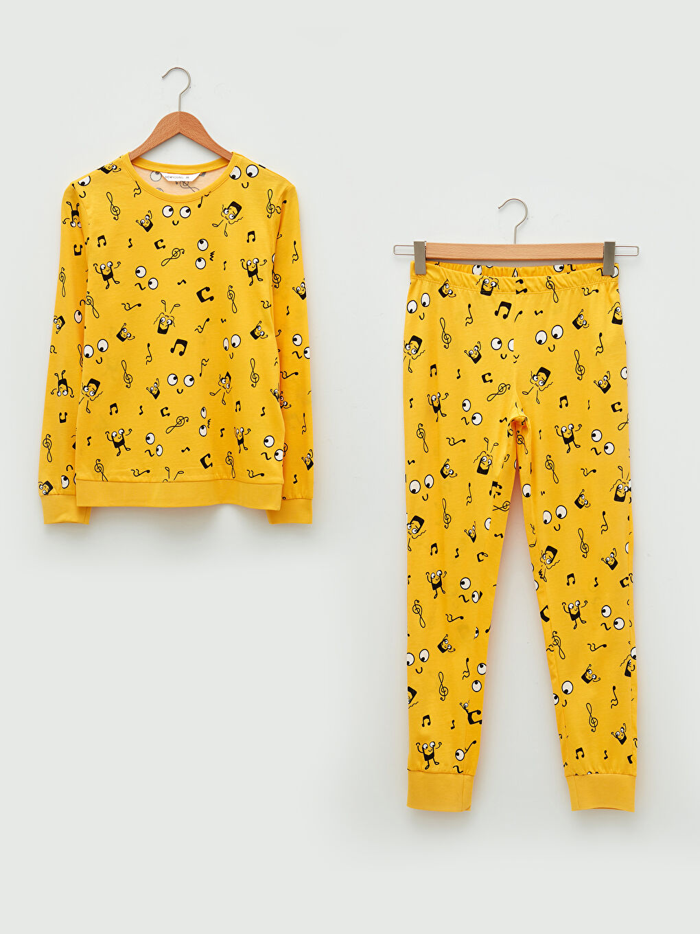 Crew Neck Printed Long Sleeve Cotton Women's Pajama Set-5