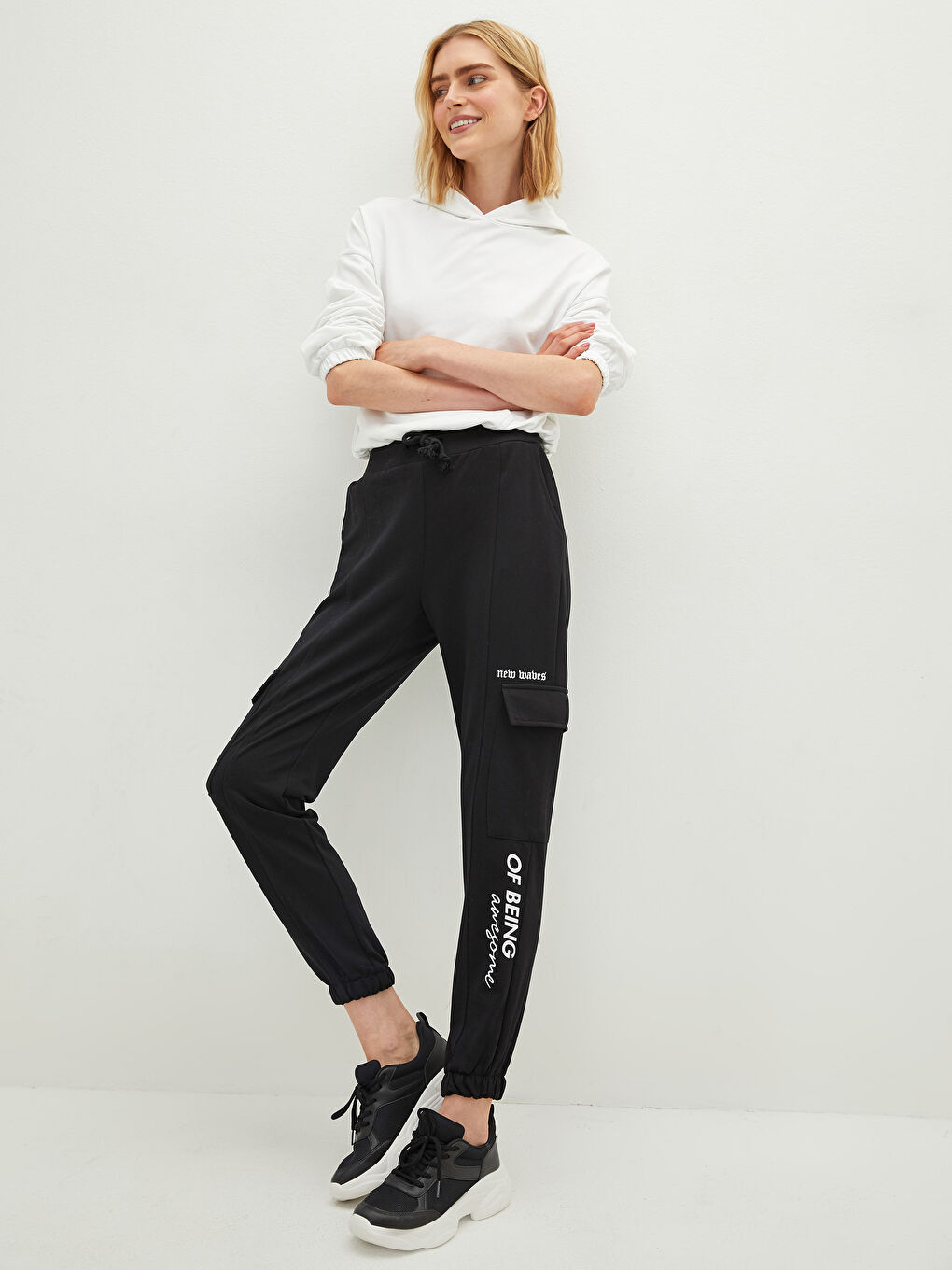 Elastic Waist Printed Pocket Detailed Women's Jogger Sweatpants