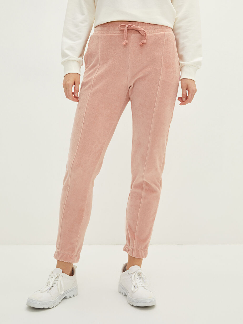 Спортивні штани для жінок з еластичною талією, прості-3