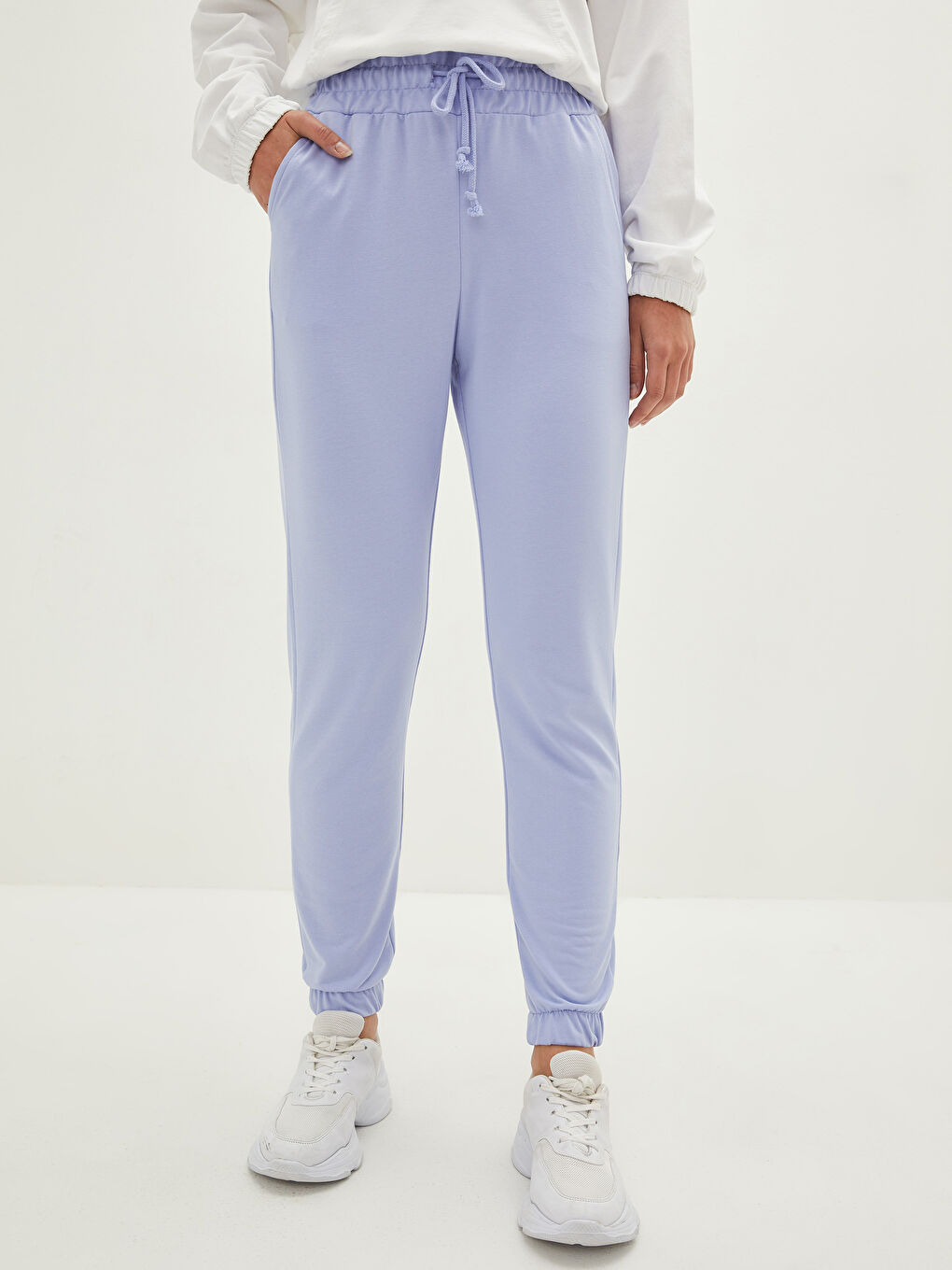 Женские спортивные штаны с эластичной резинкой на талии и карманами-3