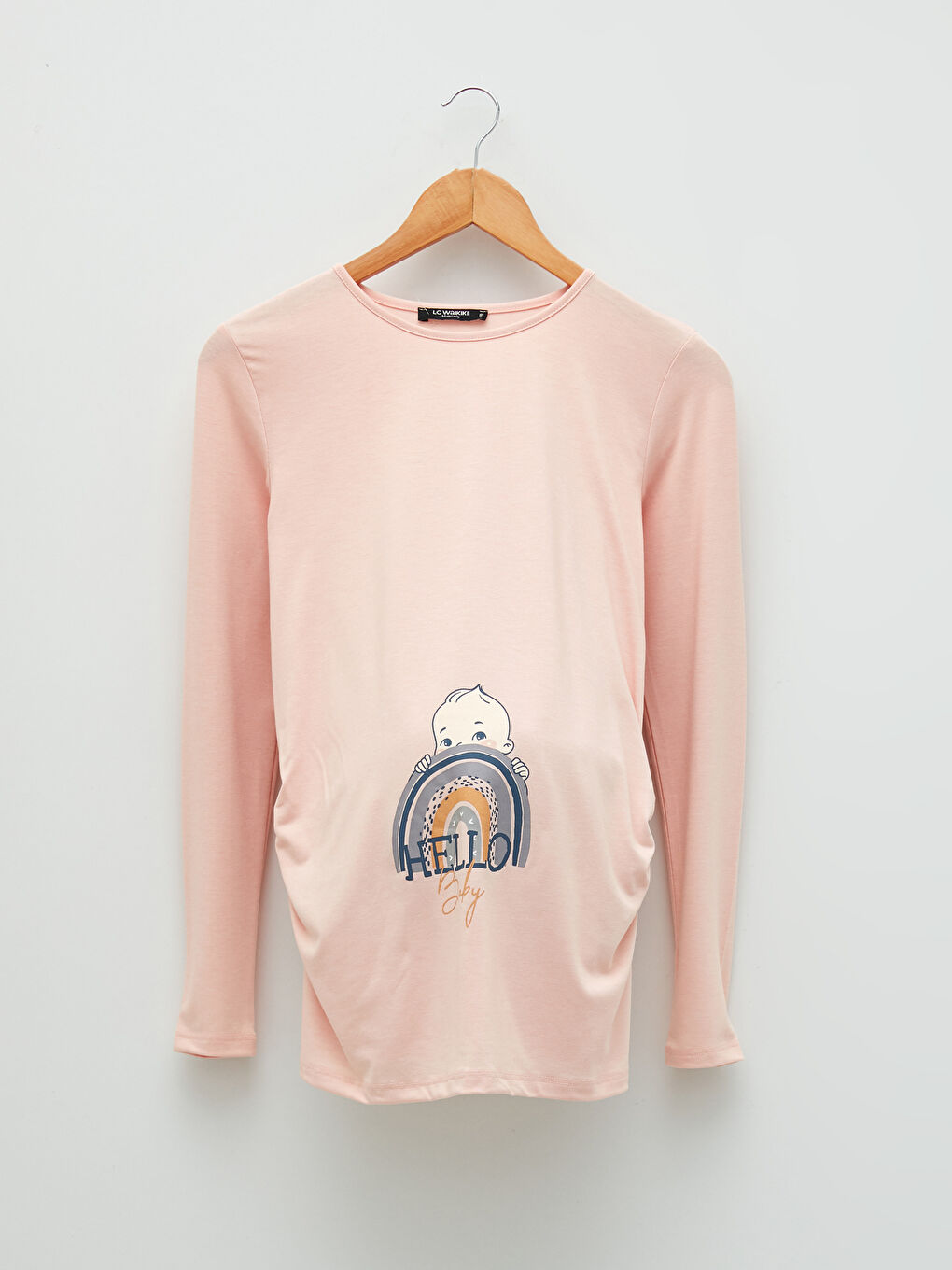 Футболка для беременных с круглым вырезом, принтом и длинными рукавами-5