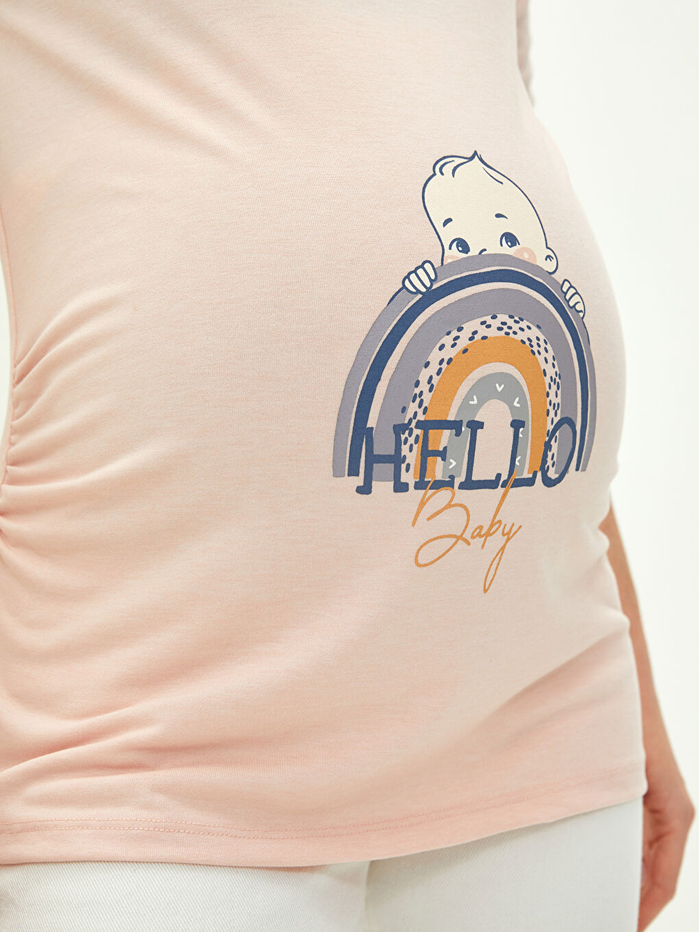 Футболка для беременных с круглым вырезом, принтом и длинными рукавами-3