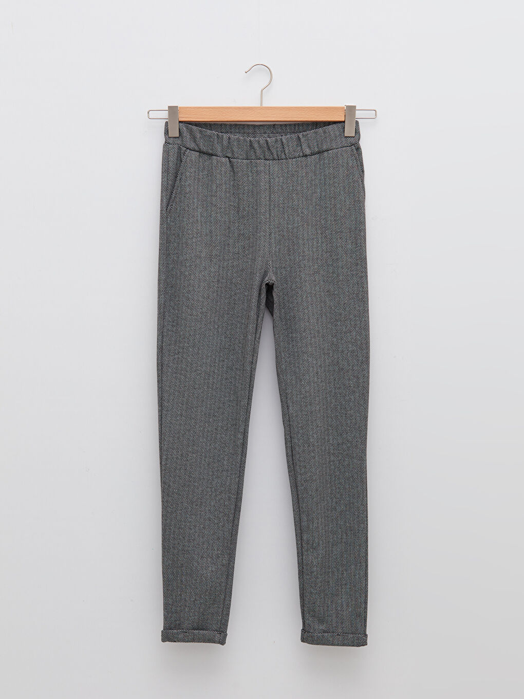 Gri Beli Lastikli Desenli Cep Detaylı Kadın Eşofman Altı-5