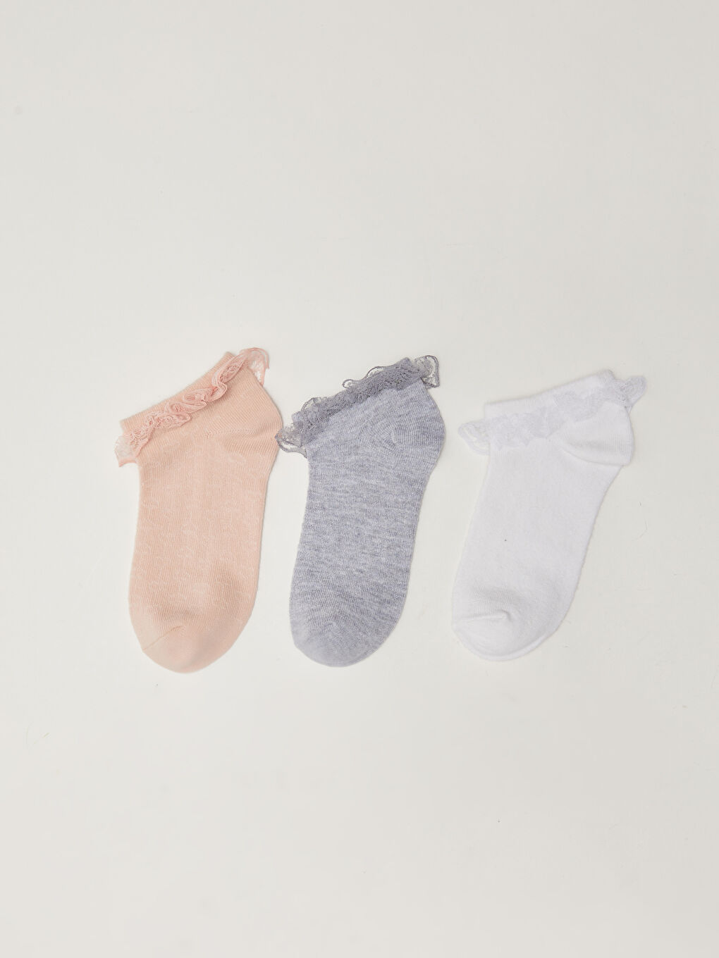 Pembe Basic Kız Çocuk Patik Çorap 3'lü-1