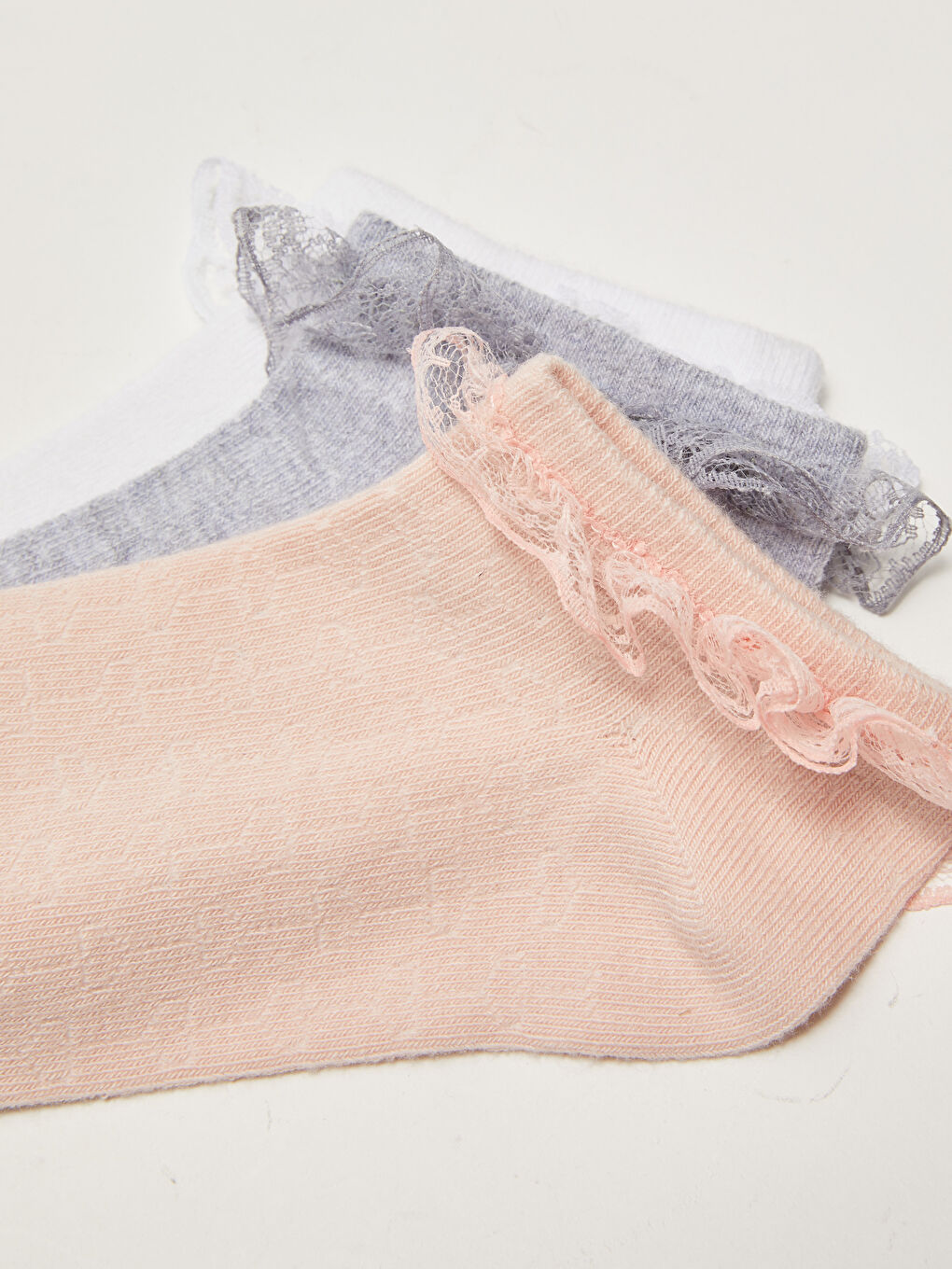 Pembe Basic Kız Çocuk Patik Çorap 3'lü-2