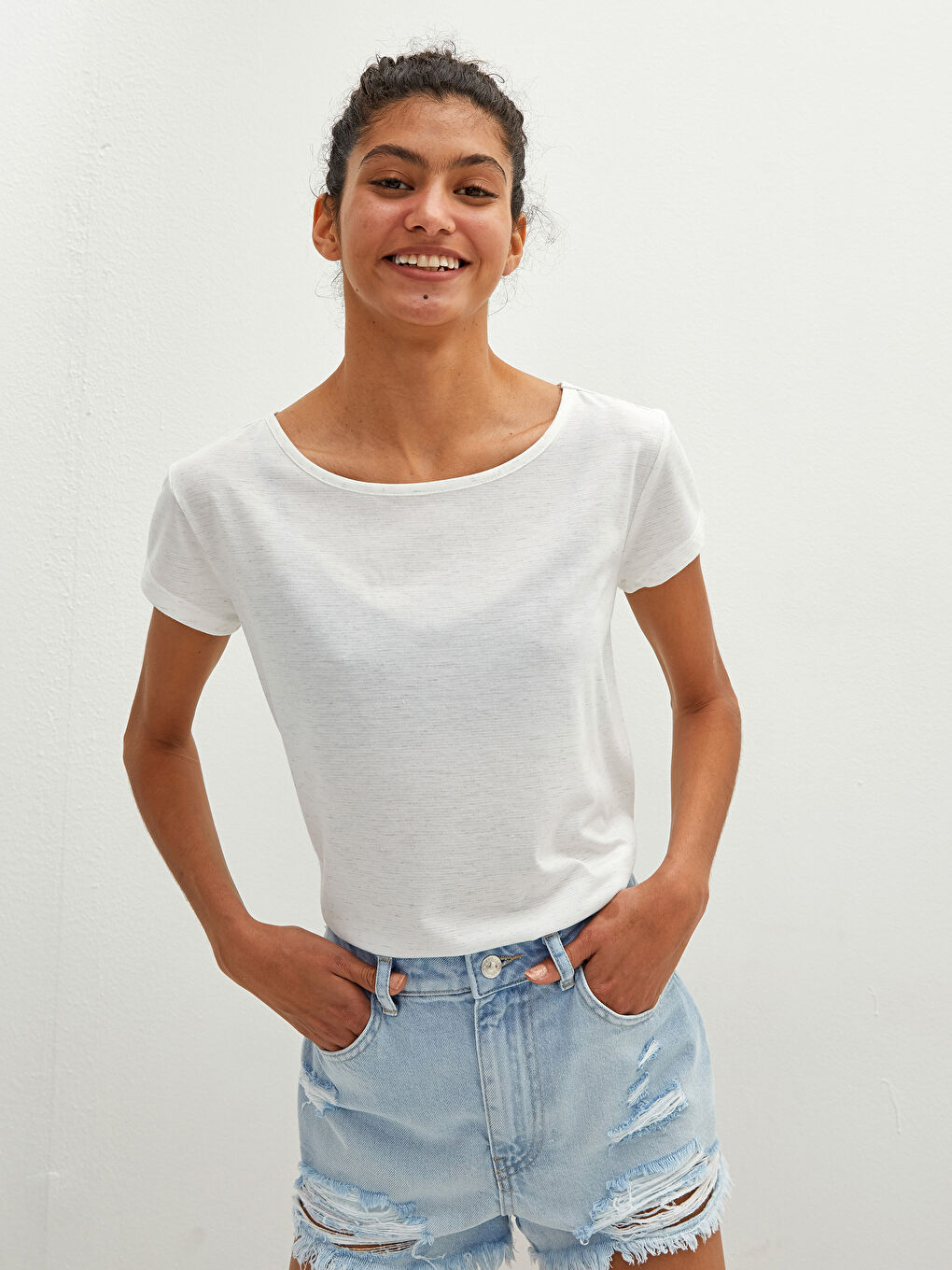 Crew Neck Short Sleeve Women's T-Shirt-1