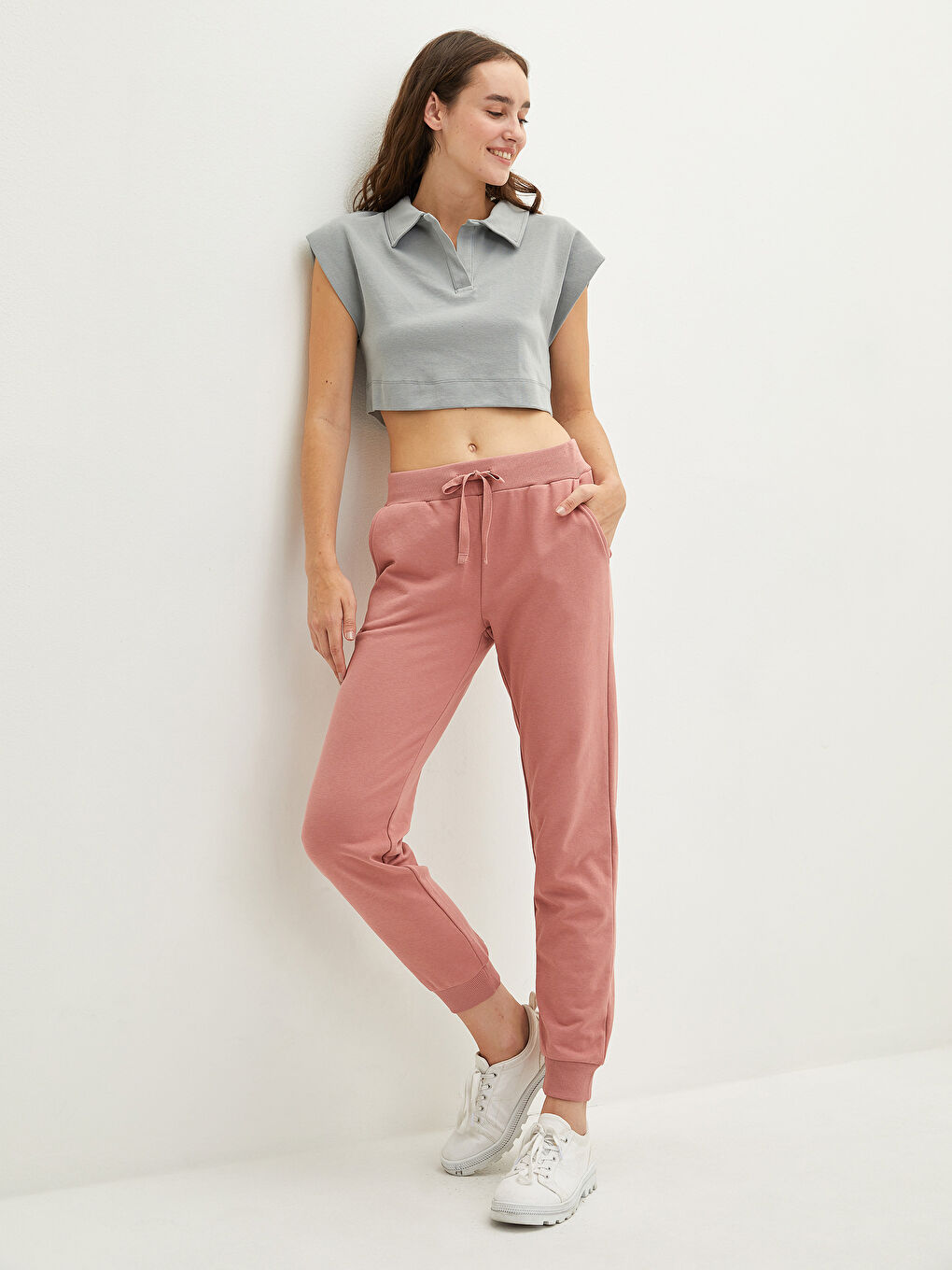 Elastic Waist Regular Pocket Detailed Women's Sweatpants