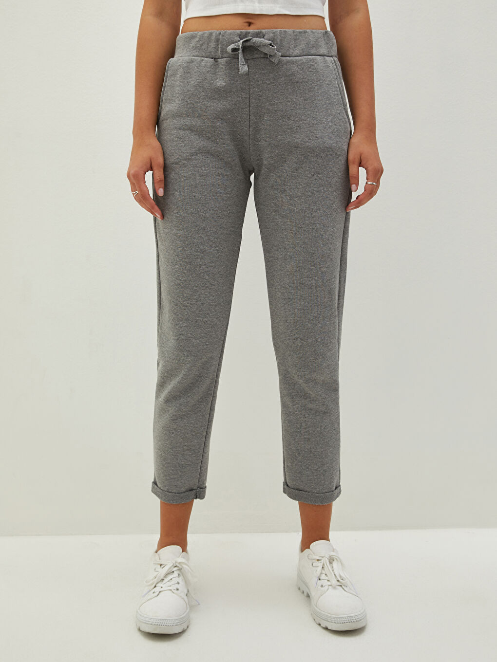 Jogginghose Für Damen Mit Elastischem Bund, Regulärer Passform Und Taschen-3