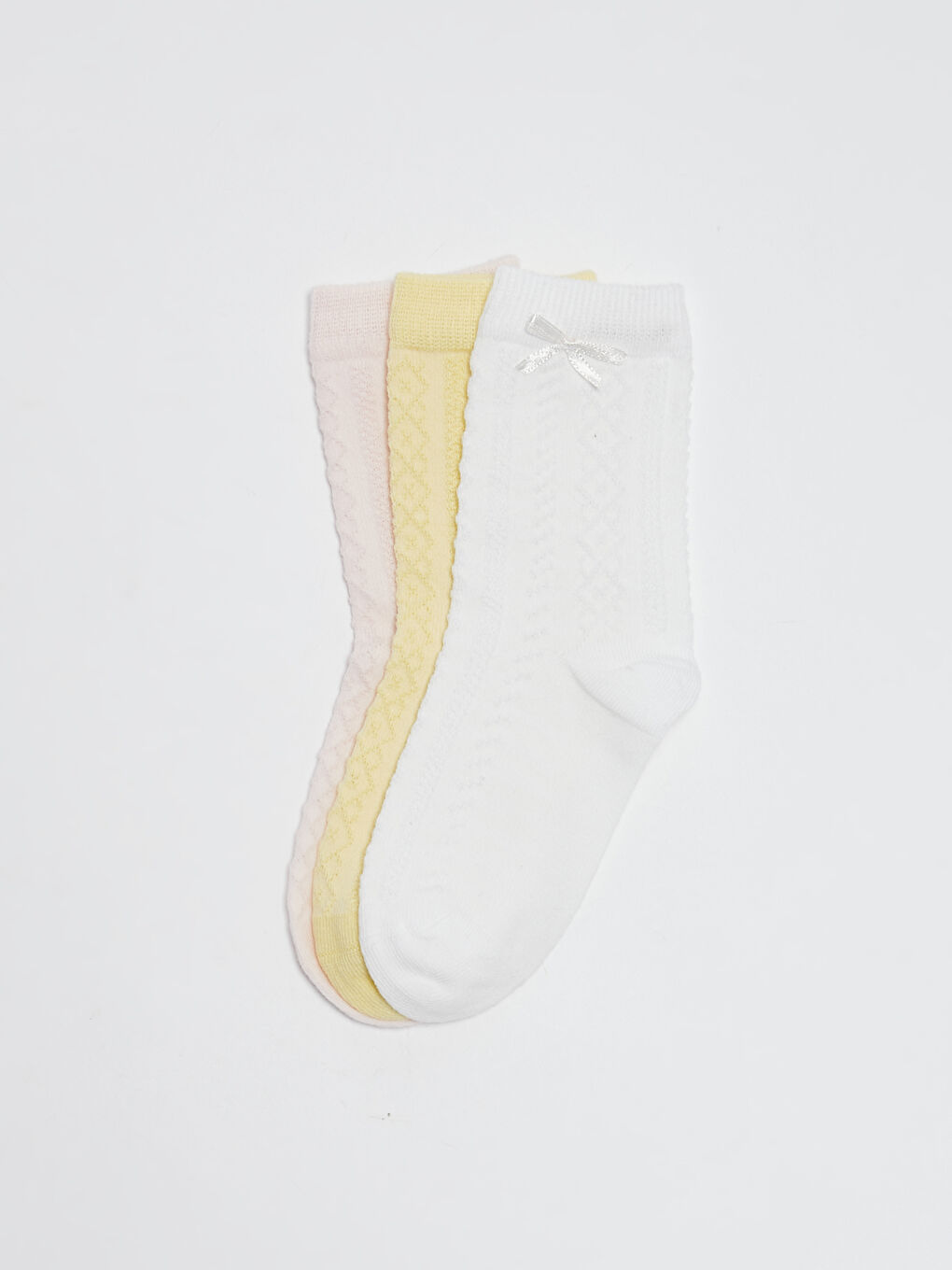 Self-Patterned Baby Girl Socks 3 Pieces