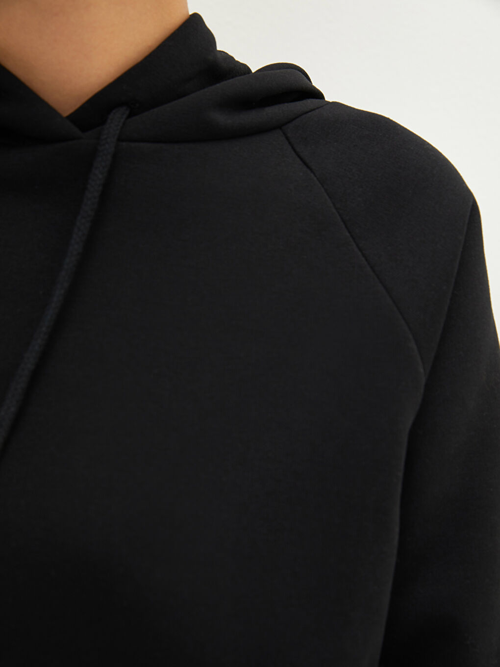 Siyah Kadın Kalın Hoodie-3