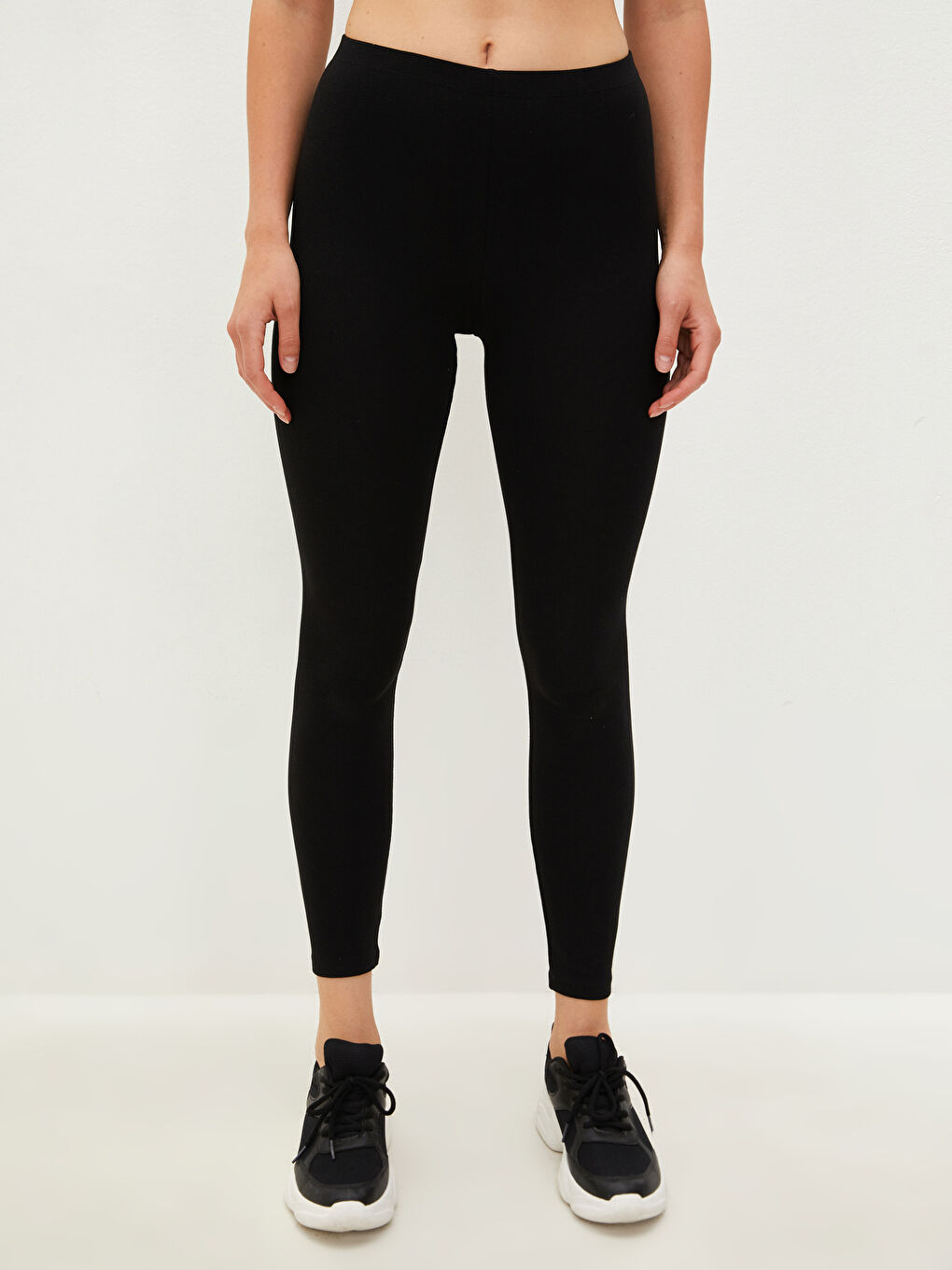 Women's Elasticated Waist Plain Leggings-2