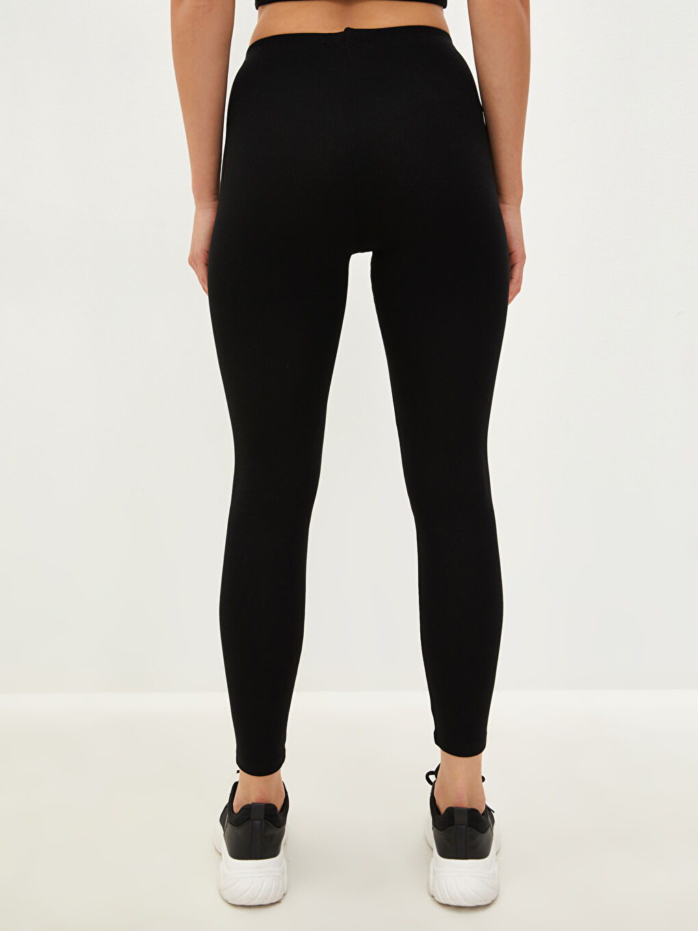 Women's Elasticated Waist Plain Leggings-3