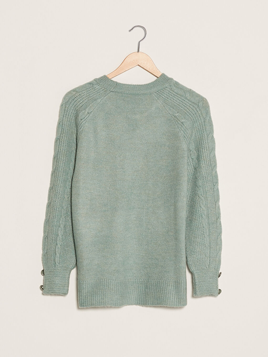 әйелдерге арналған дөңгелек жағалы өрнекті ұзын жең трикотаж жемпір-6