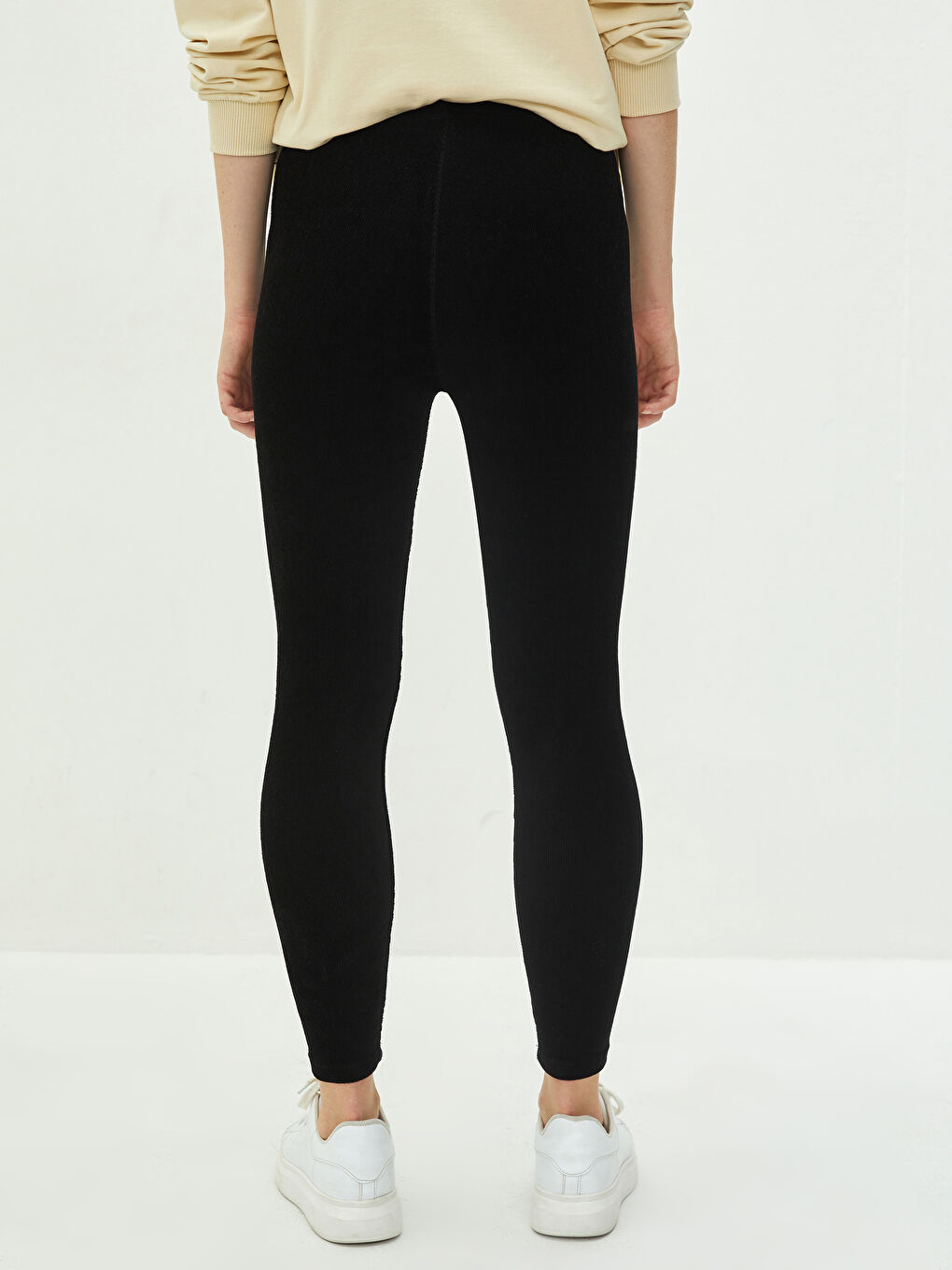 LCW Vision Elastische Taille Schlichte Samt Frauen Leggings -W17374Z8-CVL