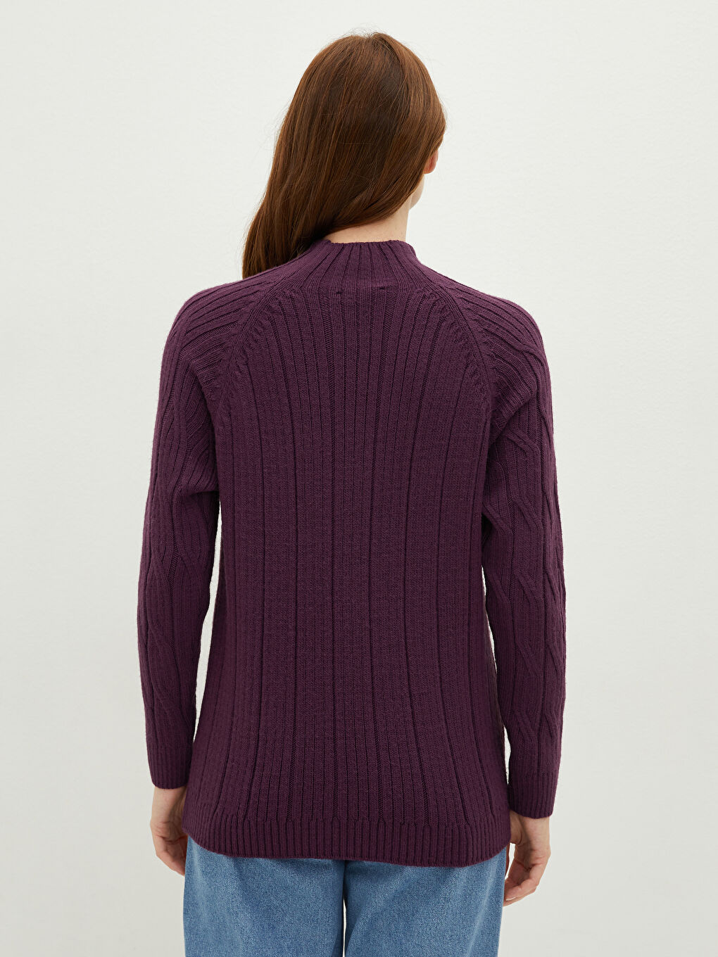 Ženska Pletena Polurolka Sa Postojećim Dezenom Dugih Rukava-4