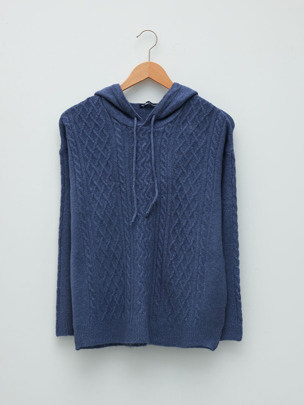 Hooded Collar Self Patterned Long Sleeve Women's Knitwear Sweater-4