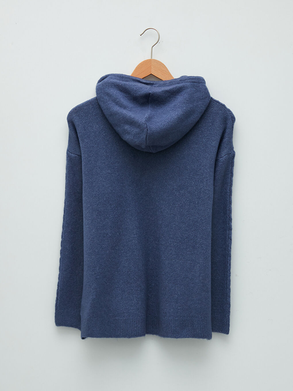 Hooded Collar Self Patterned Long Sleeve Women's Knitwear Sweater-5