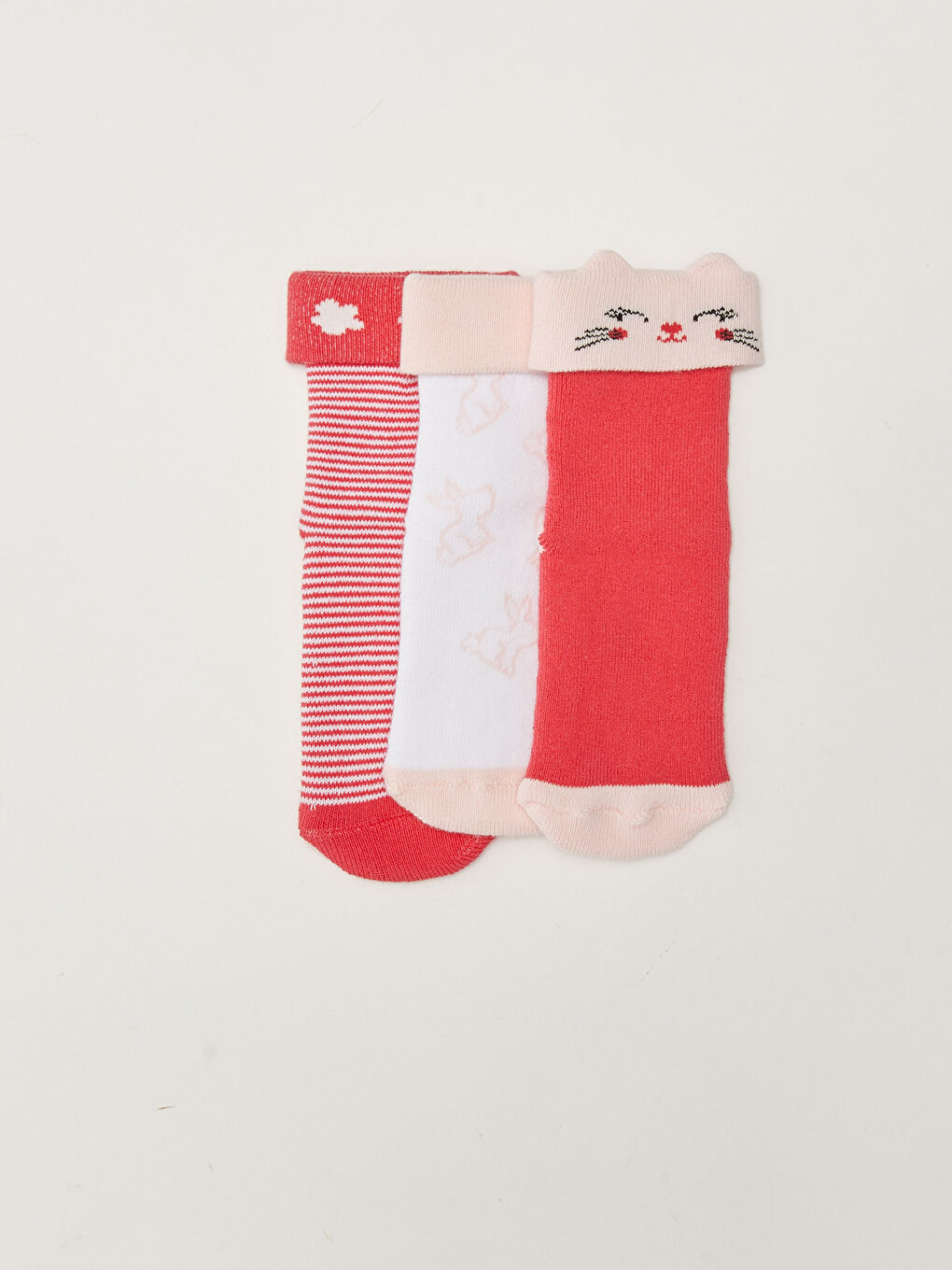 LCW baby Gemusterte Baby Mädchen Frottee Knöchelsocken 3er-Pack -W17392Z1-PBN