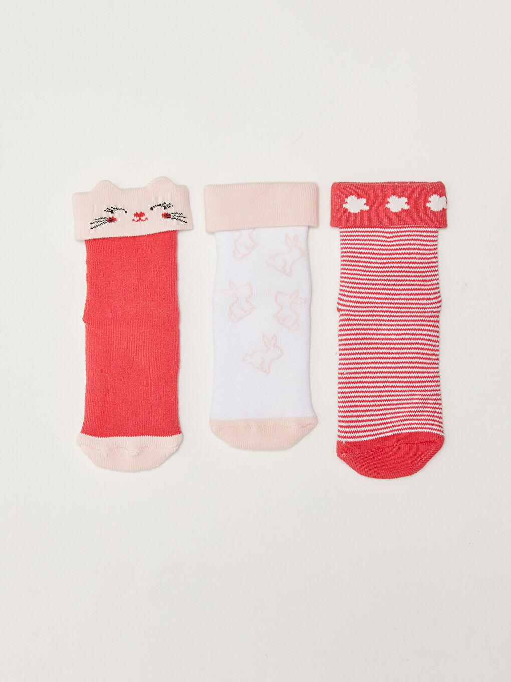 LCW baby Gemusterte Baby Mädchen Frottee Knöchelsocken 3er-Pack -W17392Z1-PBN