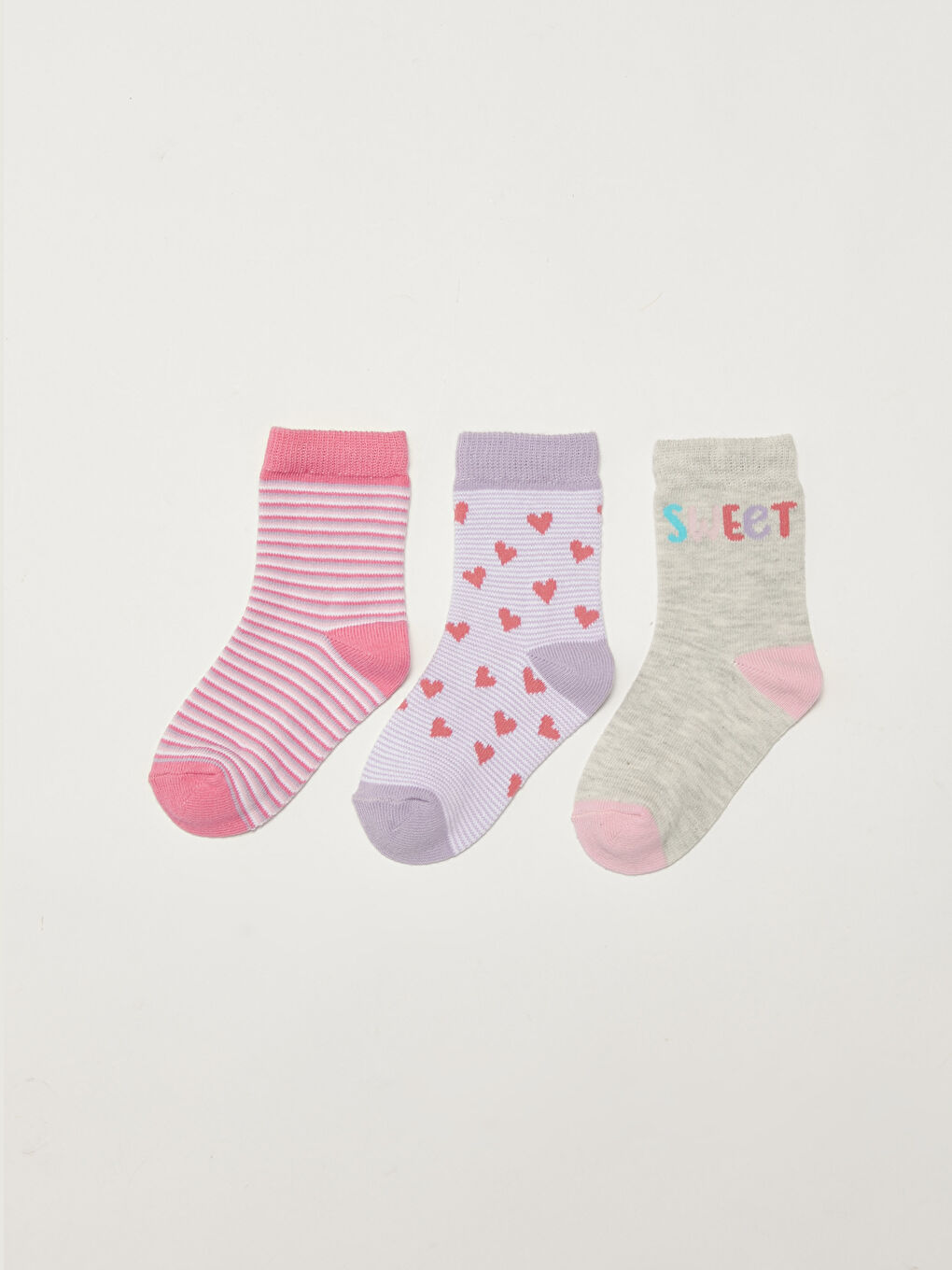 Узорчатые носки до щиколотки для малышек девочек, комплект из 3-х штук-1