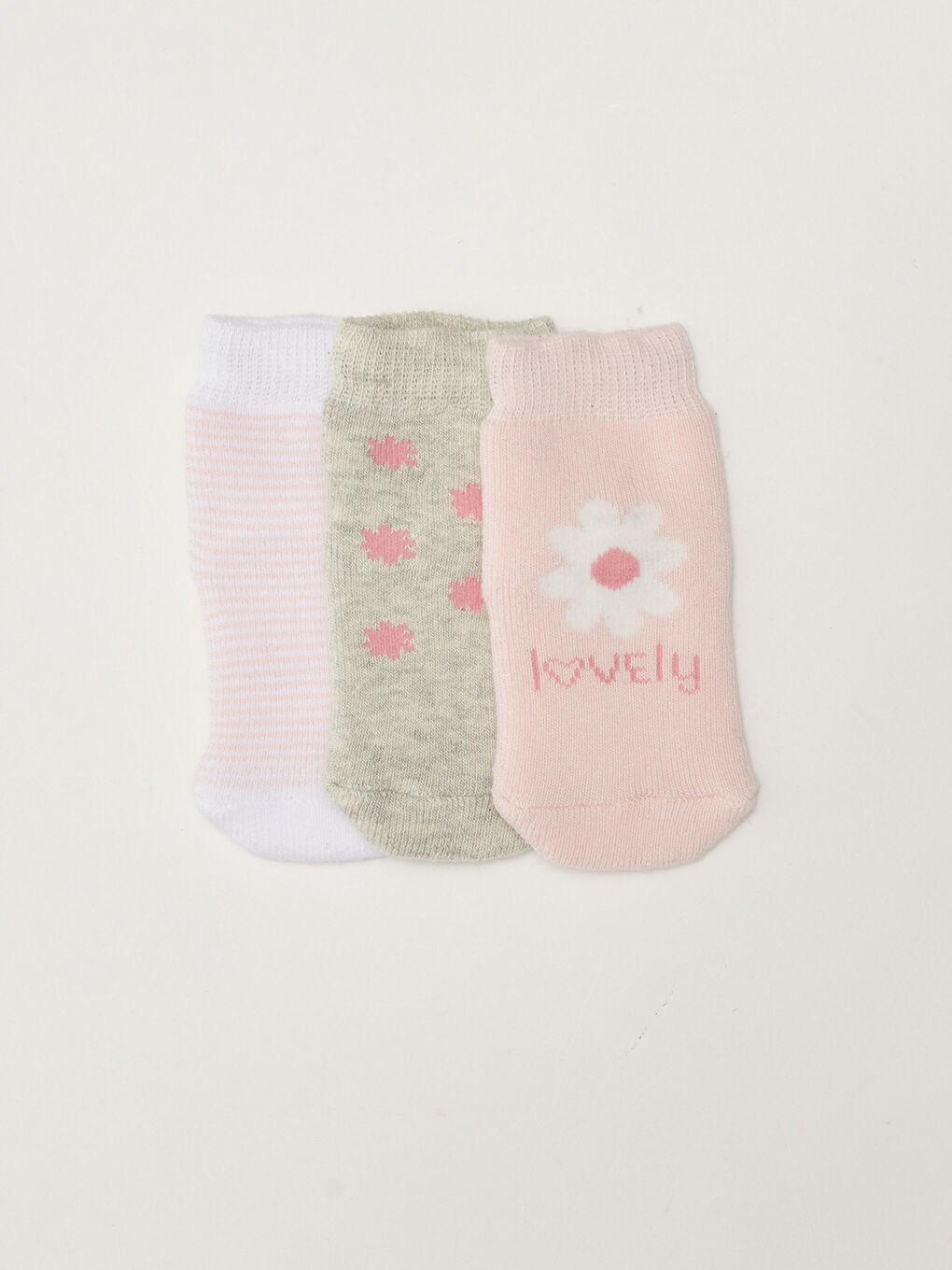 LCW baby Patterned Baby Girl Towel Socket Socks 3-Pack -W17395Z1-FXB