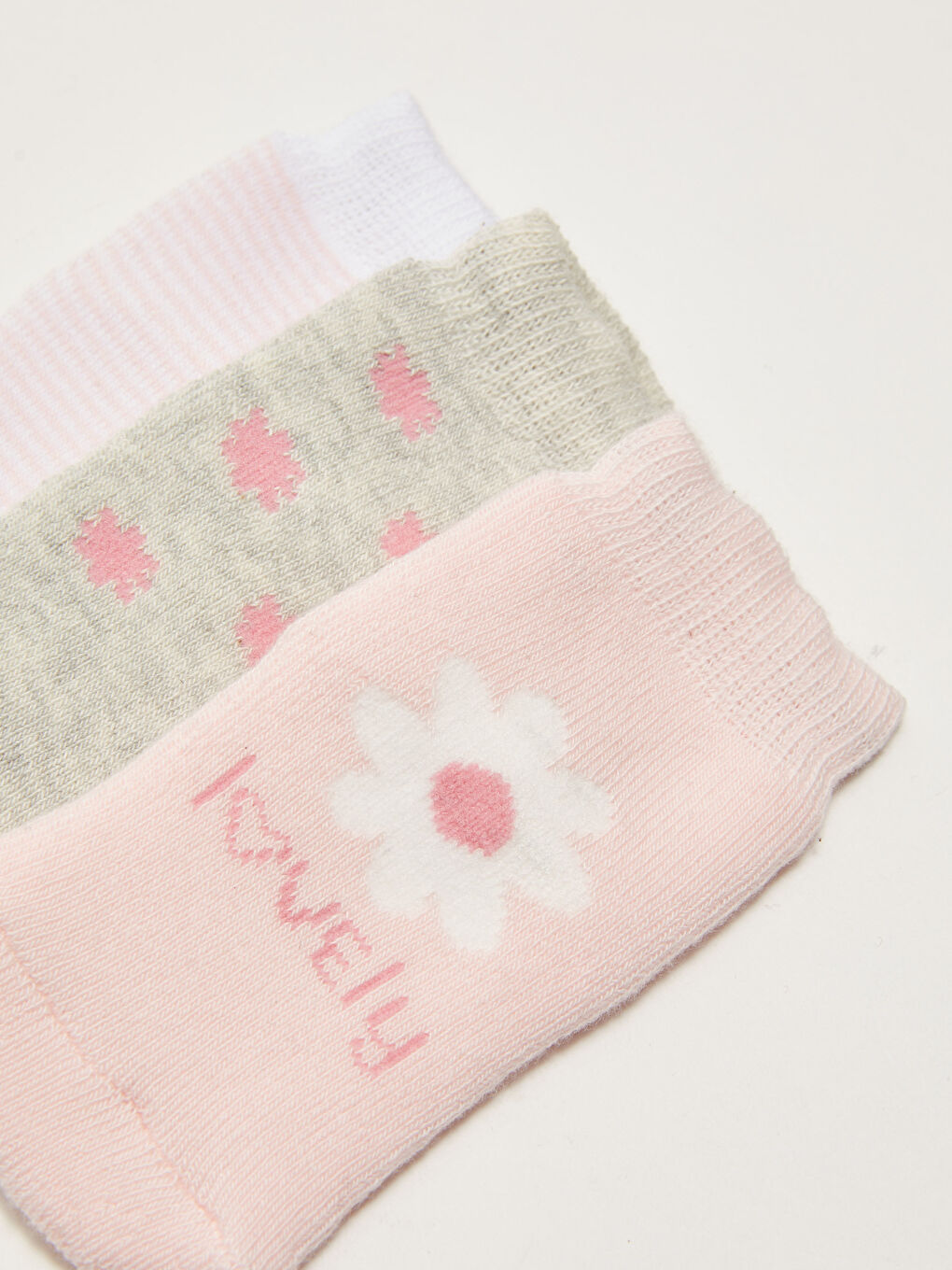 LCW baby Patterned Baby Girl Towel Socket Socks 3-Pack -W17395Z1-FXB
