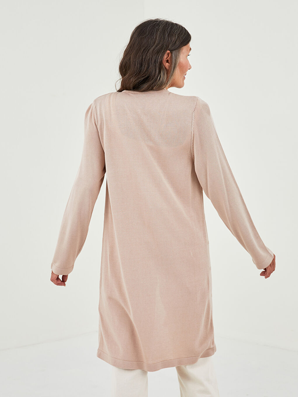 Bisiklet Yaka Desenli Uzun Kollu Kadın Triko Hırka-4