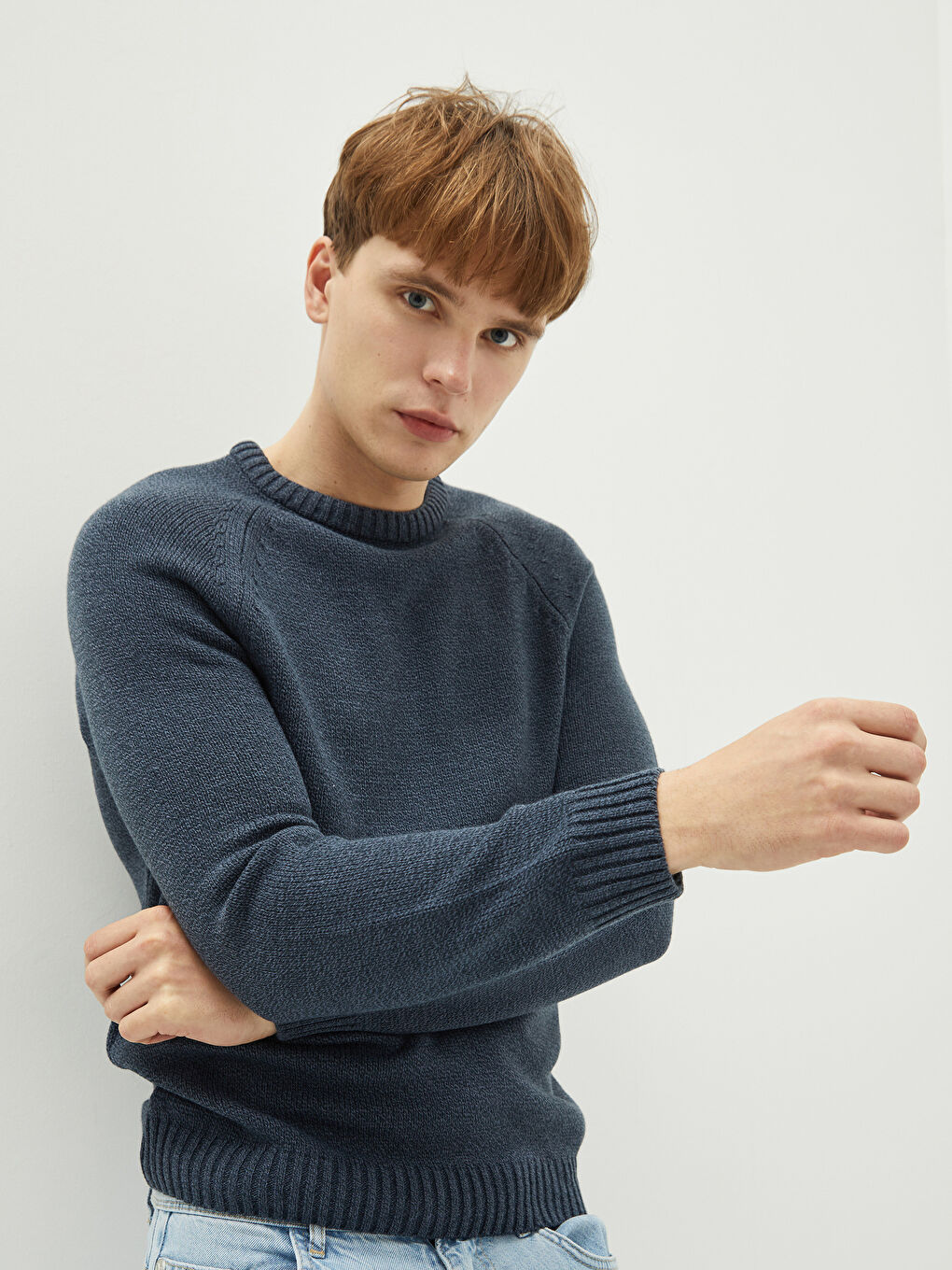 LC Waikiki rew Neck Long Sleeve Thick Men's Knitwear Sweater -W17446Z8-LAS