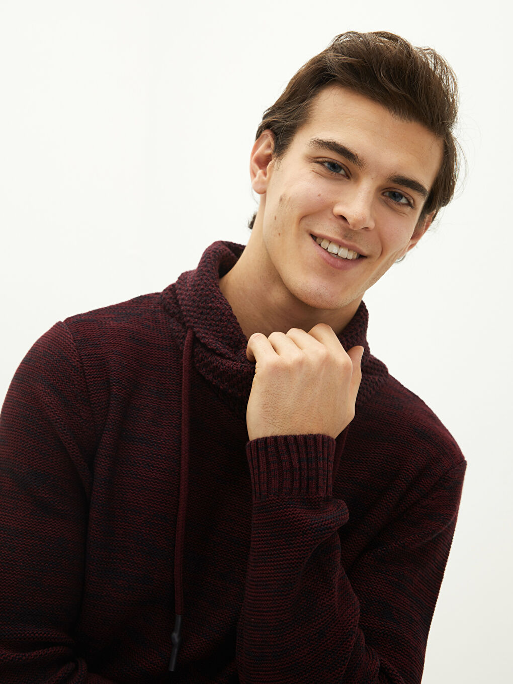 Funnel Hoodie Long Sleeve Men's Tricot Sweater