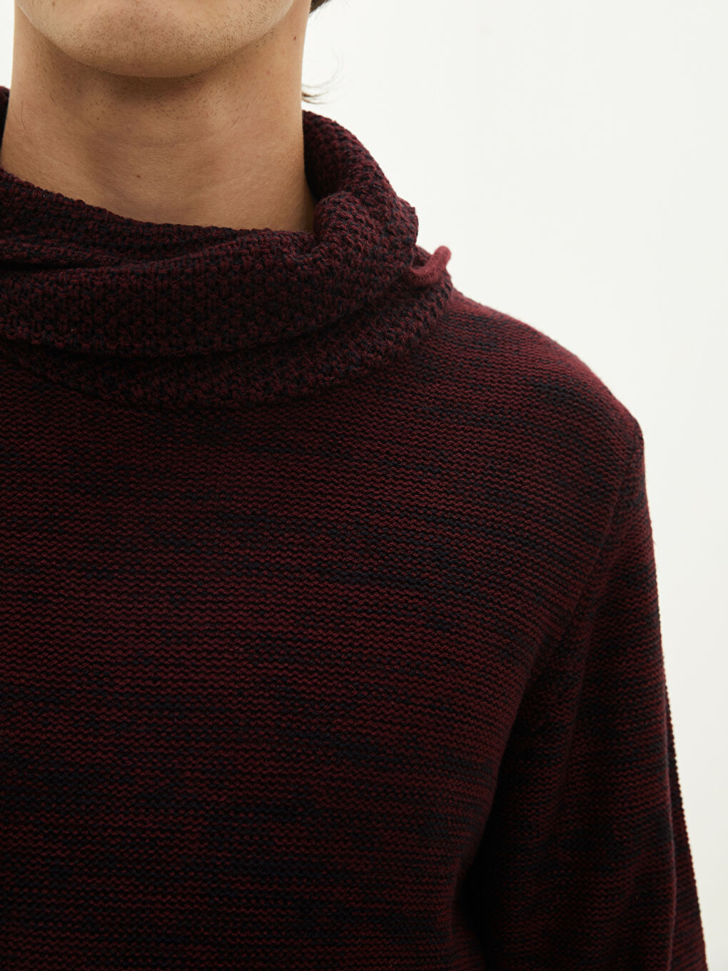 Funnel Hoodie Long Sleeve Men's Tricot Sweater-3