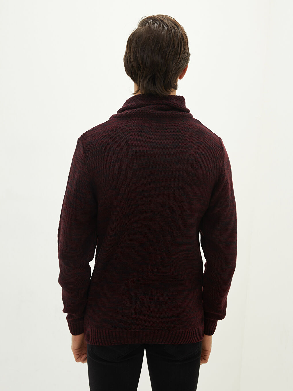 Funnel Hoodie Long Sleeve Men's Tricot Sweater-4