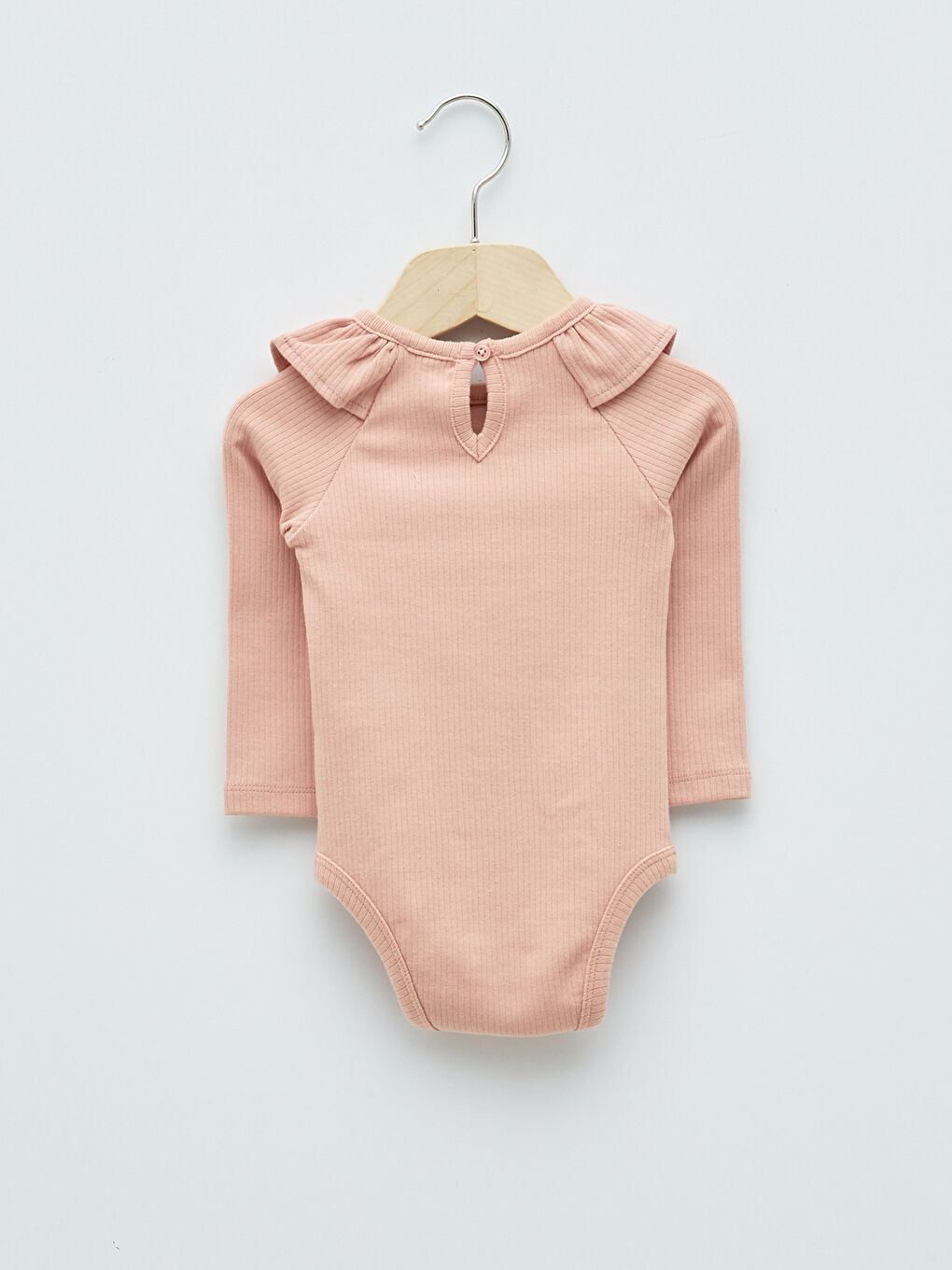 Pembe Bisiklet Yaka Uzun Kollu Baskılı Kız Bebek Çıtçıtlı Body-1