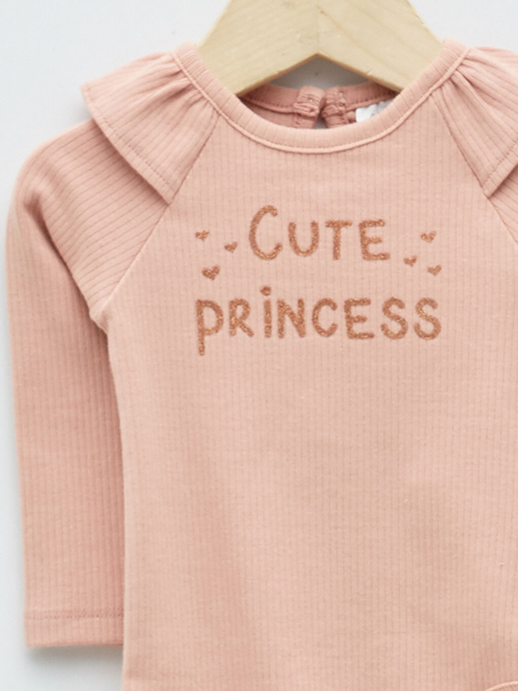 Pembe Bisiklet Yaka Uzun Kollu Baskılı Kız Bebek Çıtçıtlı Body-2