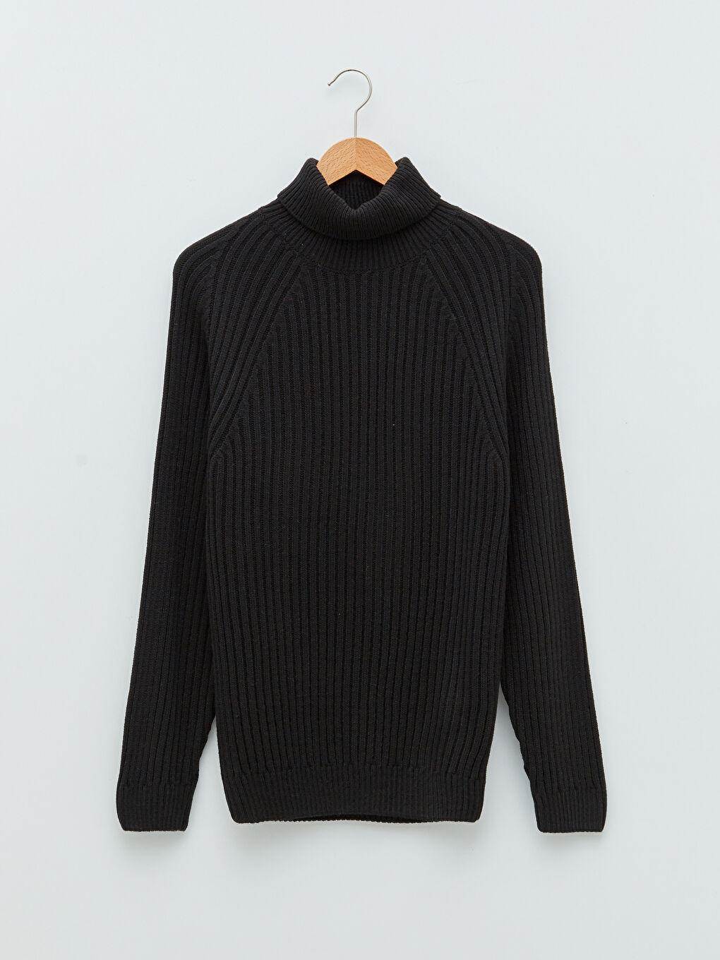 Siyah Balıkçı Yaka Uzun Kollu Kalın Erkek Triko Kazak-5