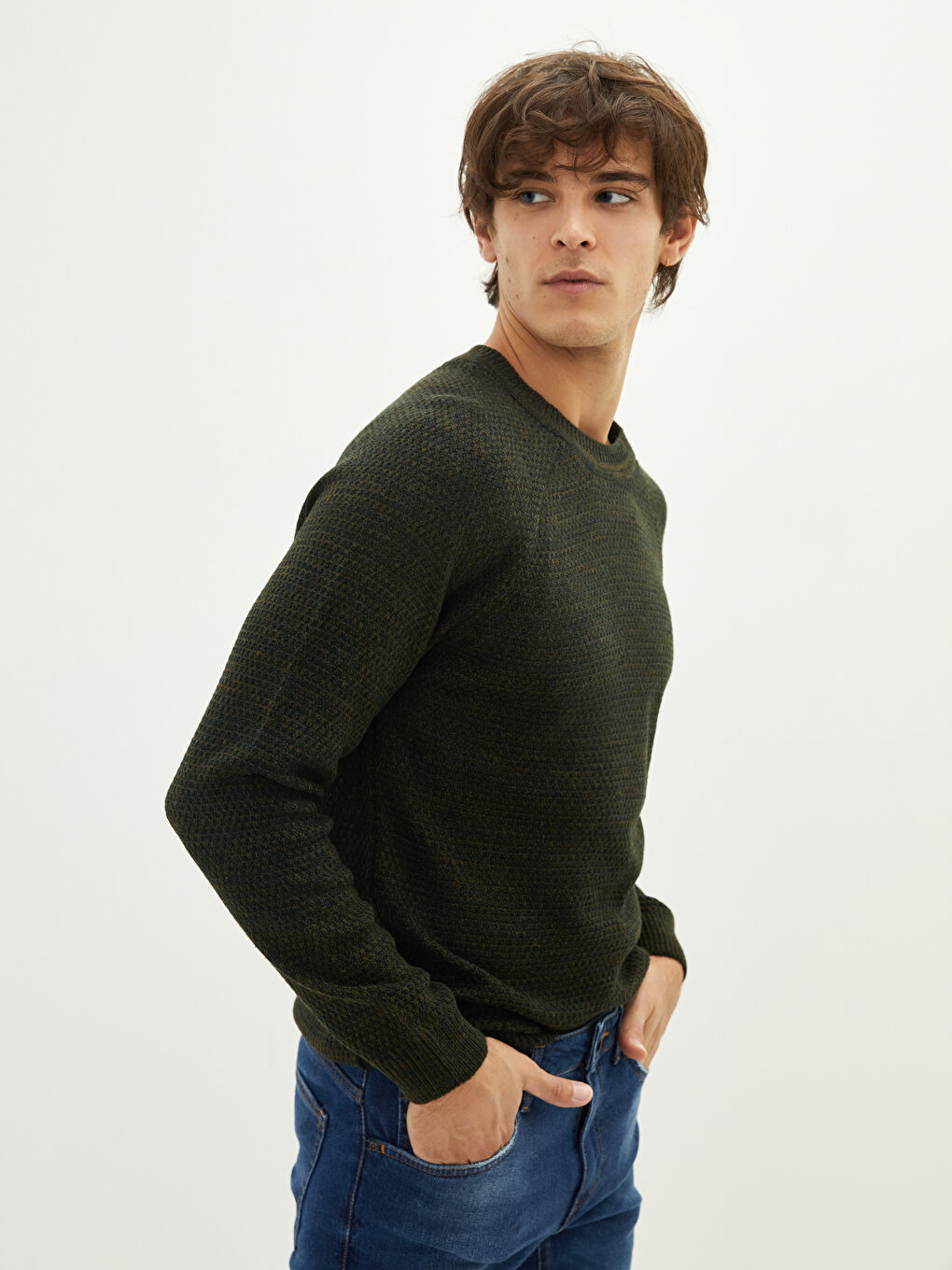 rew Neck Long Sleeve Thick Men's Knitwear Sweater-1